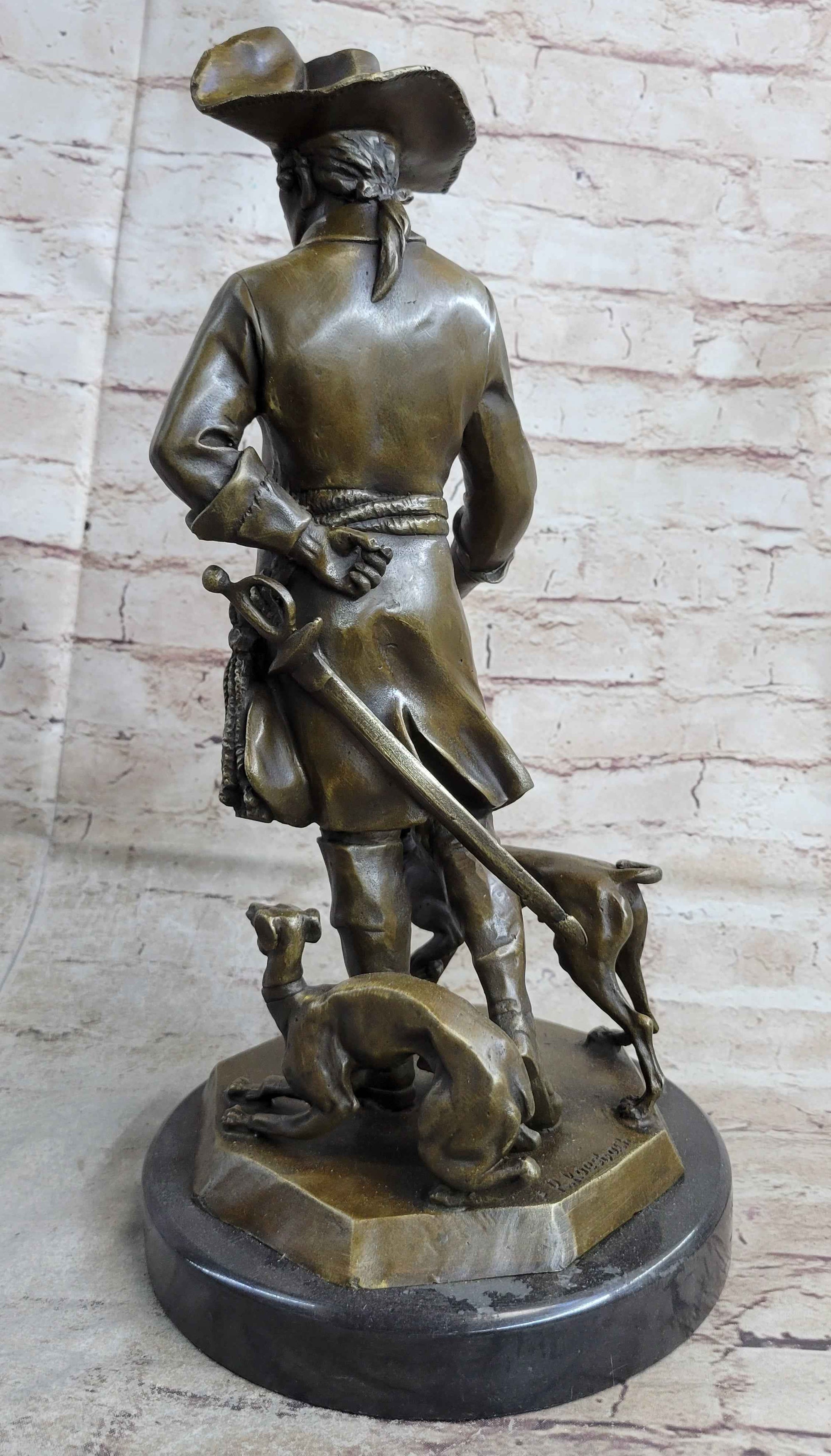 Frederick the Great of Prussia w/ Dogs Bronze Statue Sculpture Figure Kaesbach 16" x 8.5"