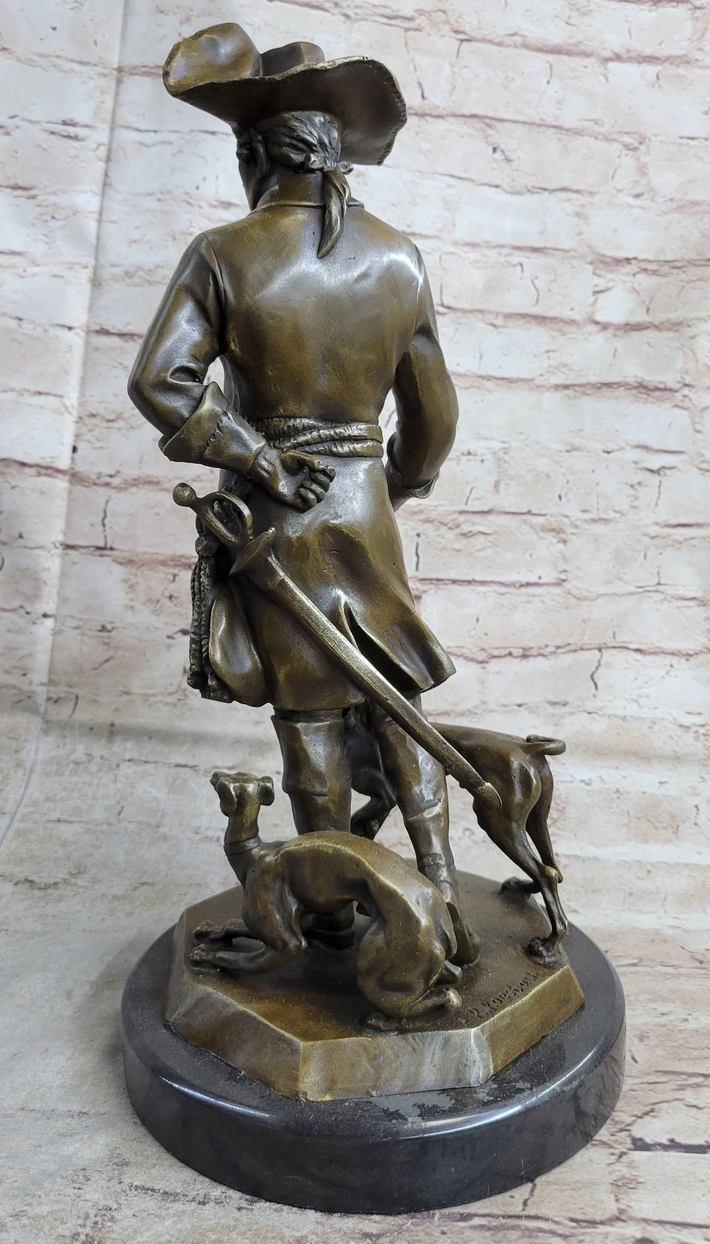 Frederick the Great of Prussia w/ Dogs Bronze Statue Sculpture Figure Kaesbach 16" x 8.5"