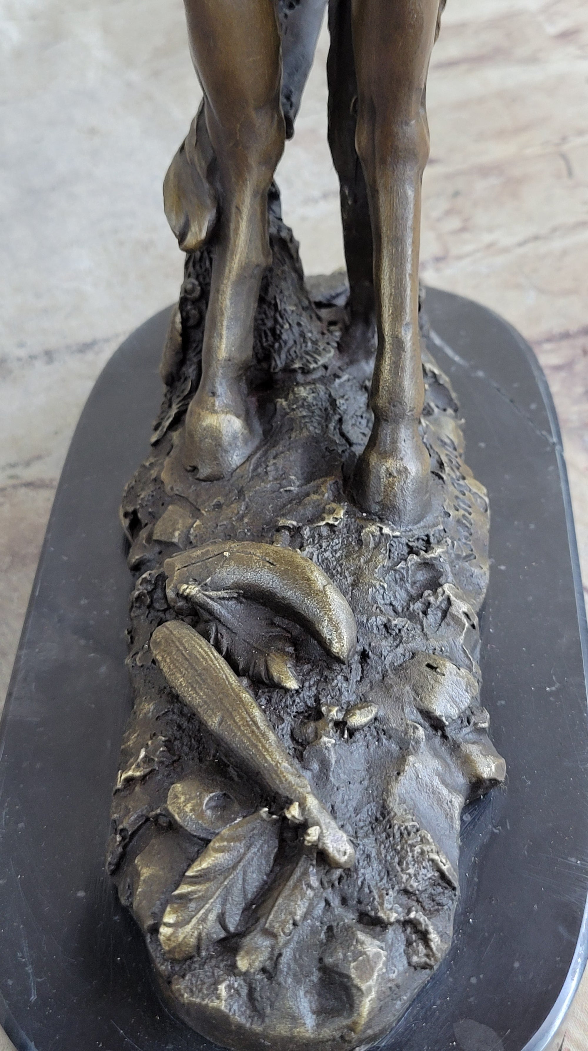 Modern Art Detailed American Indian Chief Riding Horse Bronze Figurine Sculpture