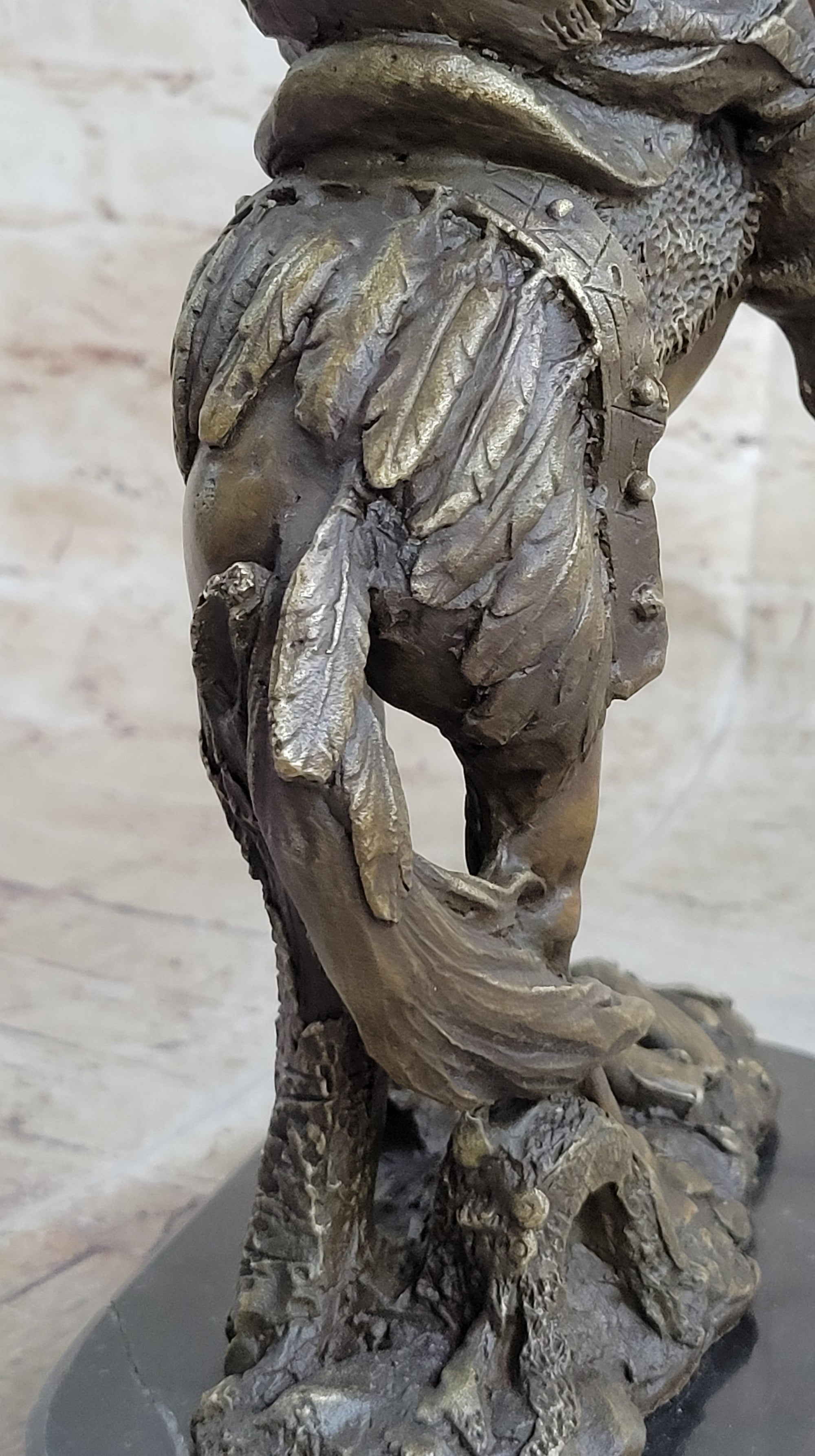 Modern Art Detailed American Indian Chief Riding Horse Bronze Figurine Sculpture