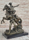 Hot Cast Bronze Western Cowboy Gunslinger Outlaw on Horseback Statue Sculpture