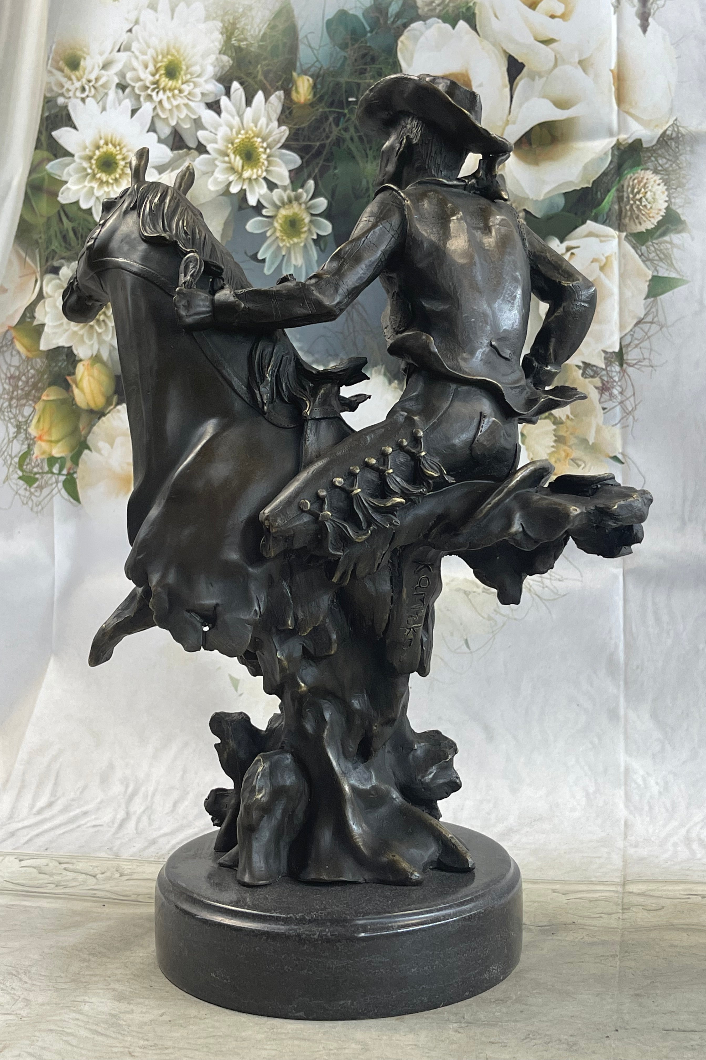 Abstract Modern Art Original Kamiko Outlaw Cowboy Horse Gun Bronze Sculpture Art