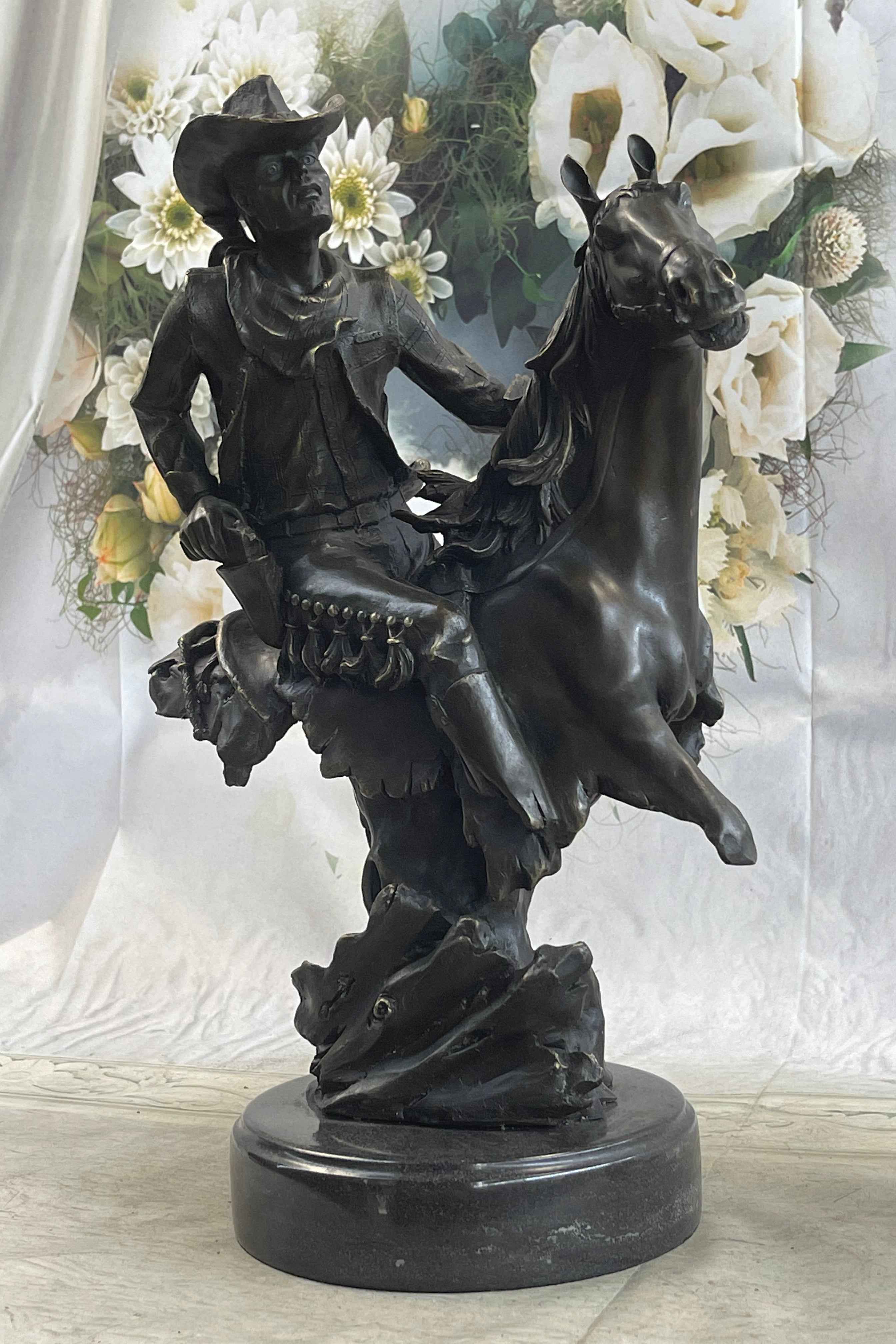 Abstract Modern Art Original Kamiko Outlaw Cowboy Horse Gun Bronze Sculpture Art