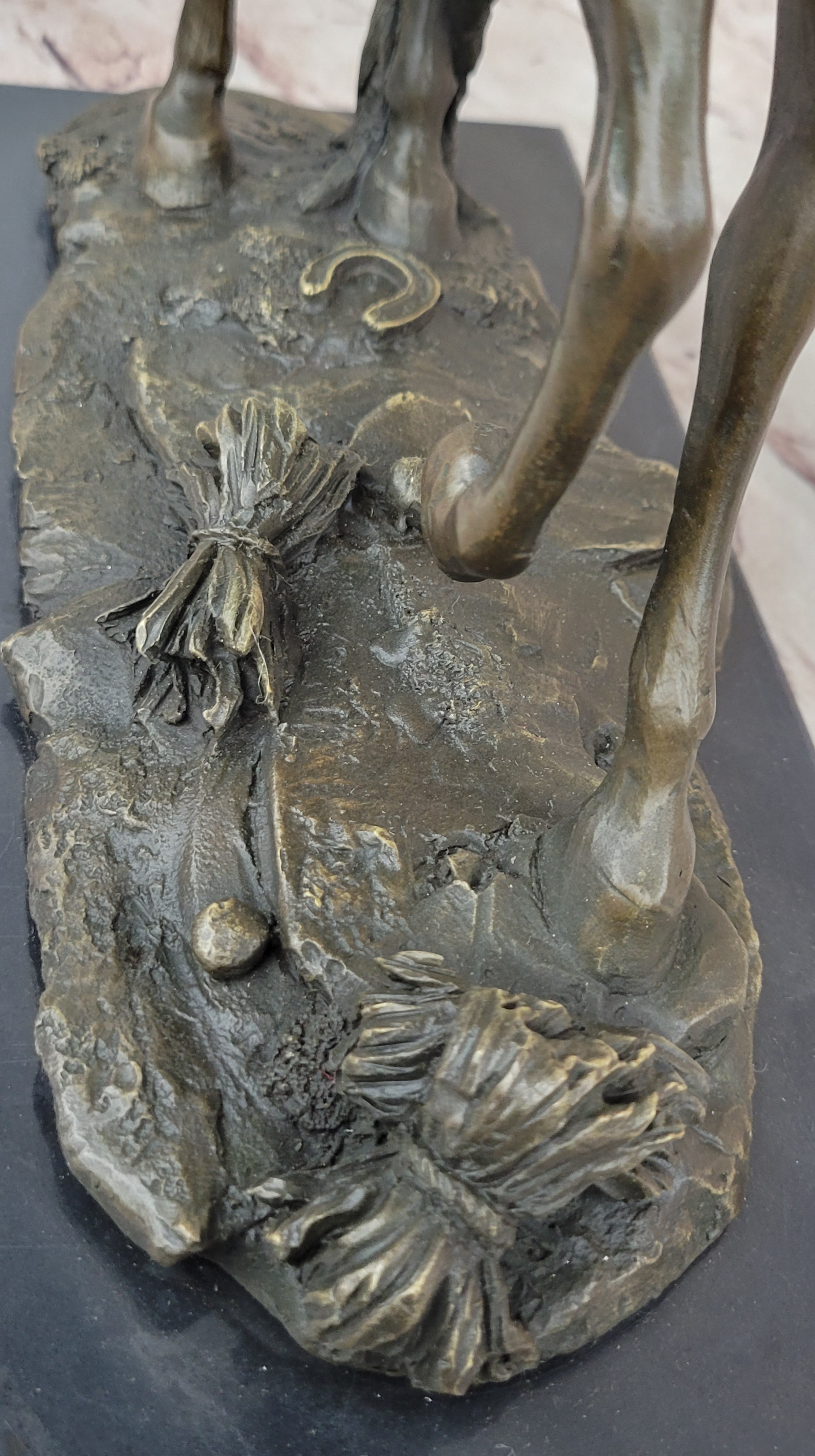 Bronze Western Sculpture Cowboy on Horseback Statue Figure 14" x 11"