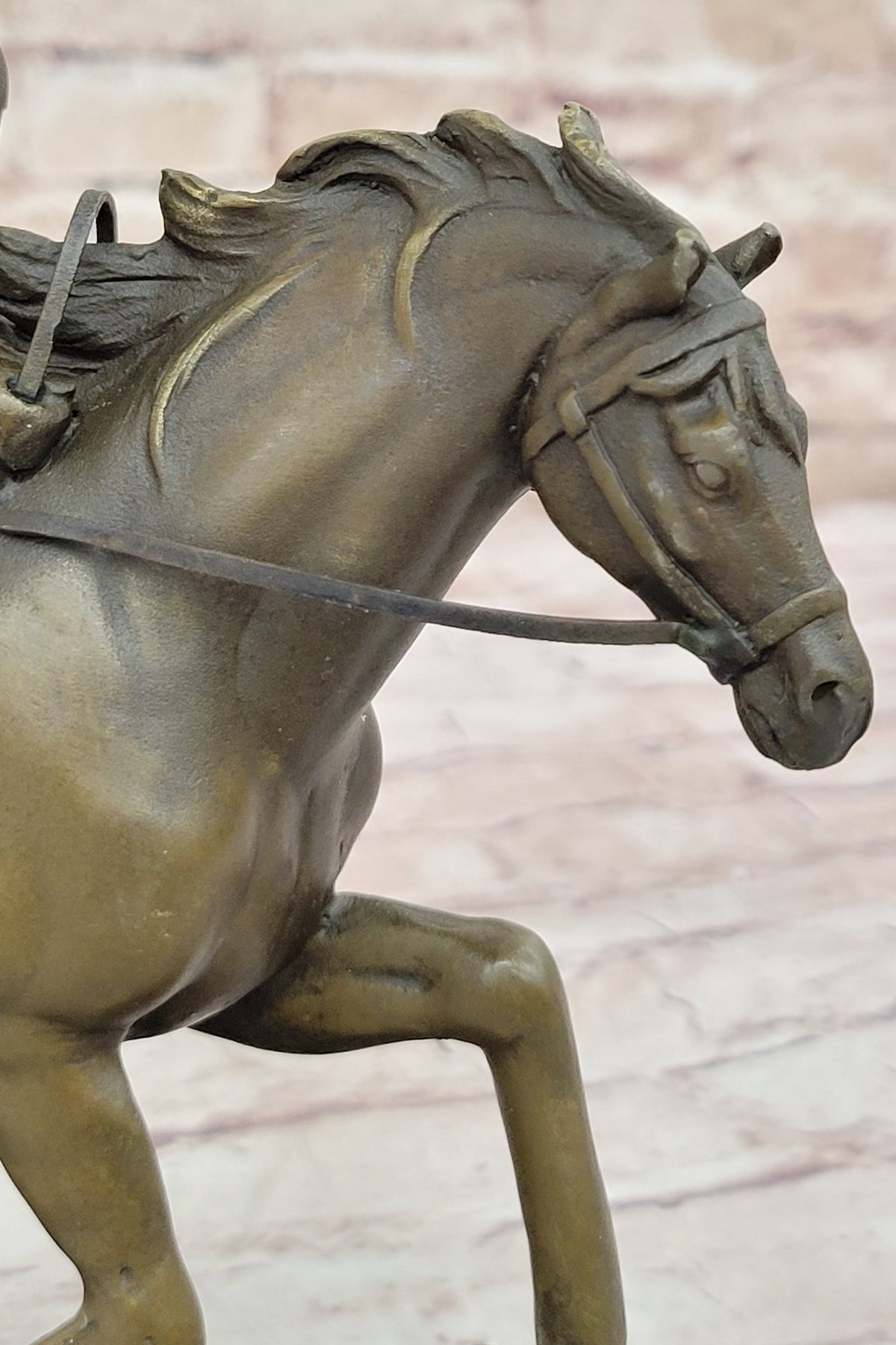 Female Equestrian Jockey Horseback Riding Bronze Statue Sculpture Figure 9" x 9"