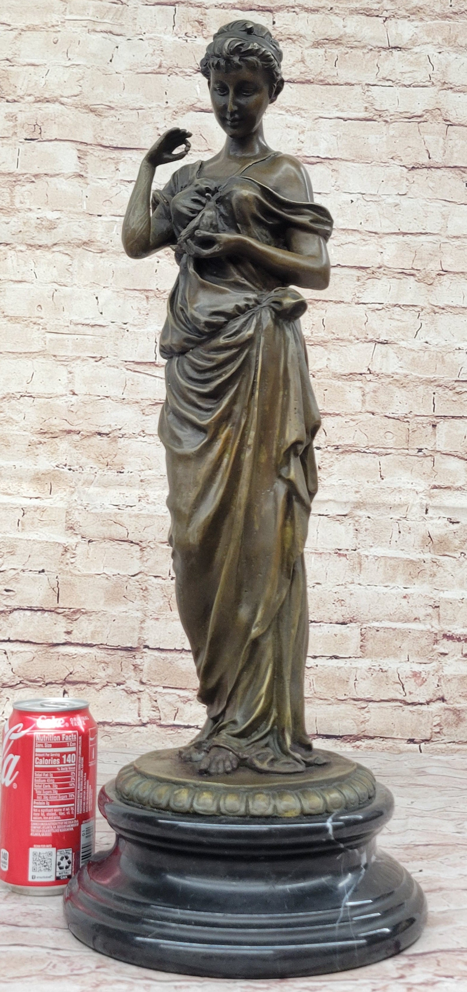 Classical Beautiful Girl Holding A Bird Dove Bronze Metal Statue Sculpture Art