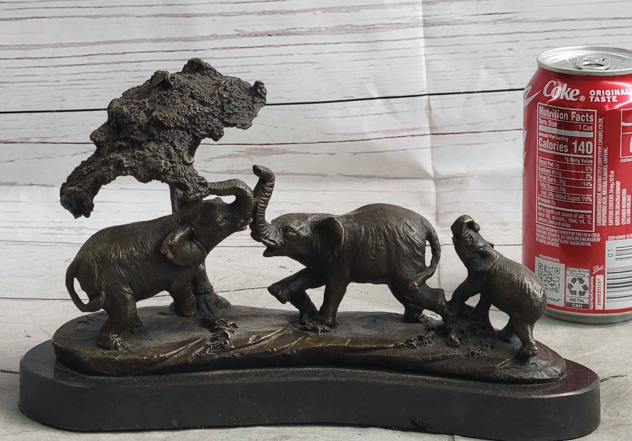 Elephant Family on the African Savannah Bronze Metal Statue Sculpture Decor Art