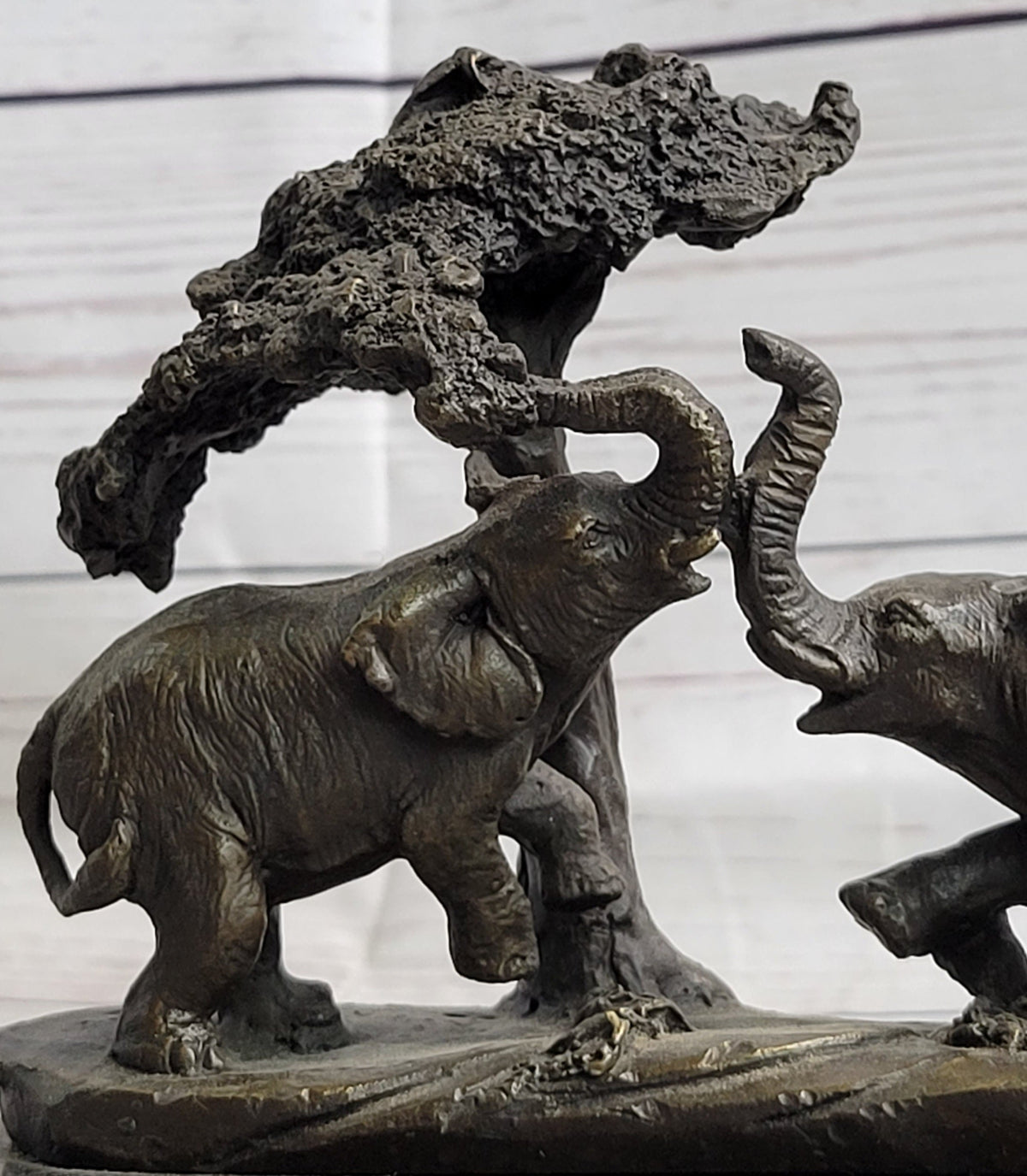 Elephant Family on the African Savannah Bronze Metal Statue Sculpture Decor Art