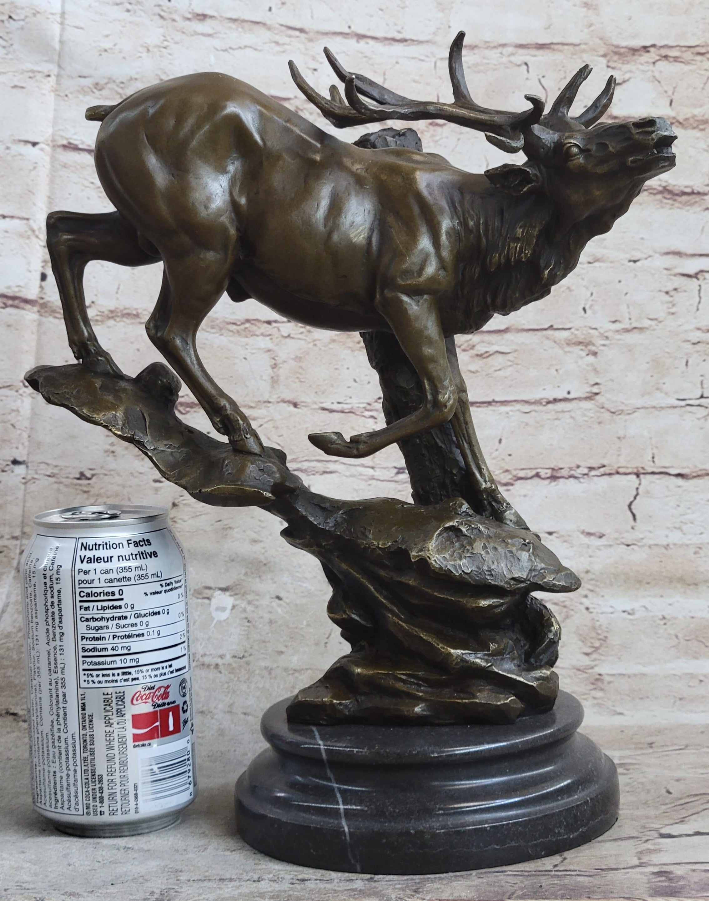 Bronze Marble Statue Elk Deer Stag Hunter Wildlife Art Sculpture Figure Lost Wax
