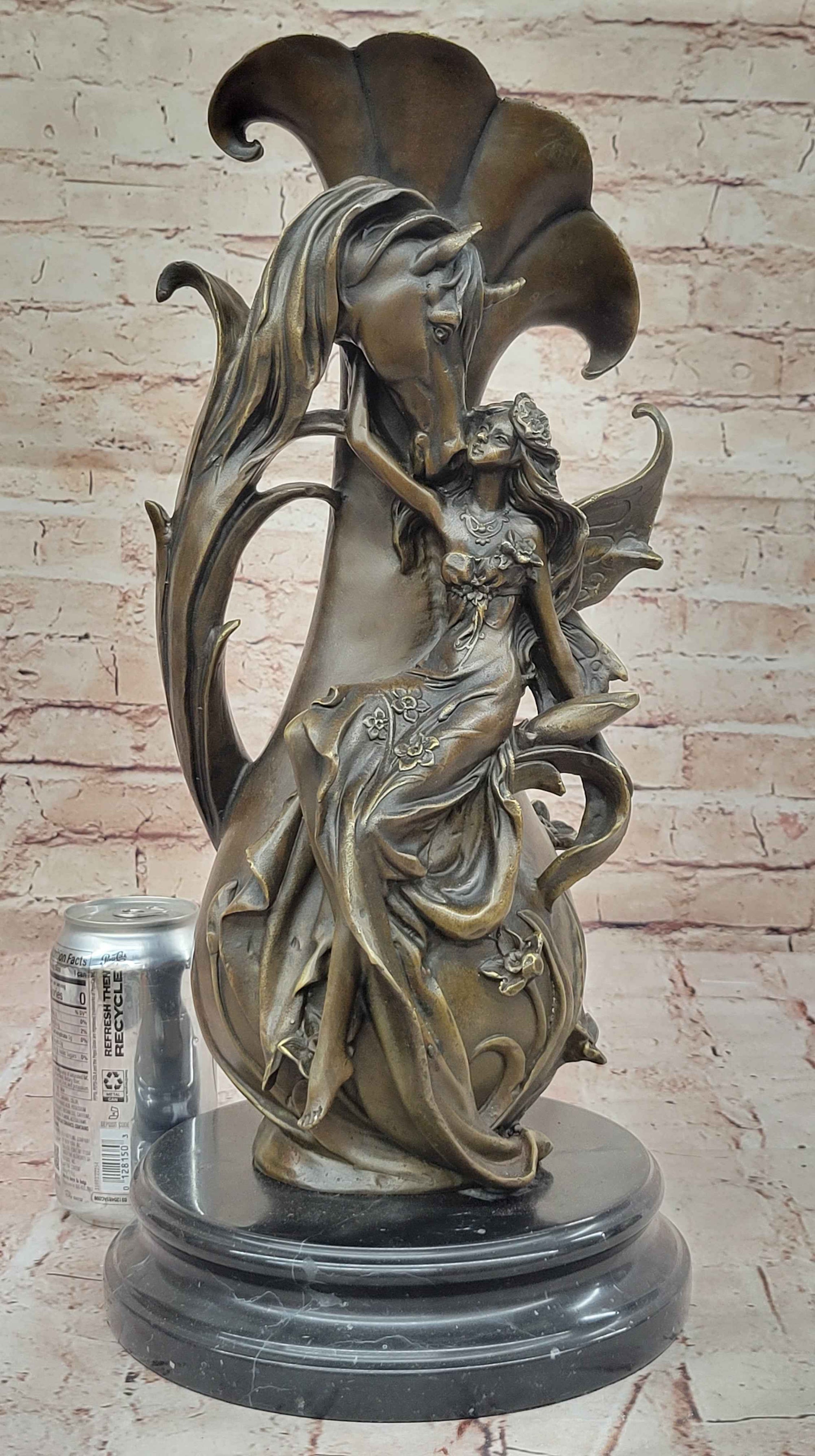 Bronze Fairy and Horse Sculpture – Enchanting Fantasy Statue for Home or Garden Decor