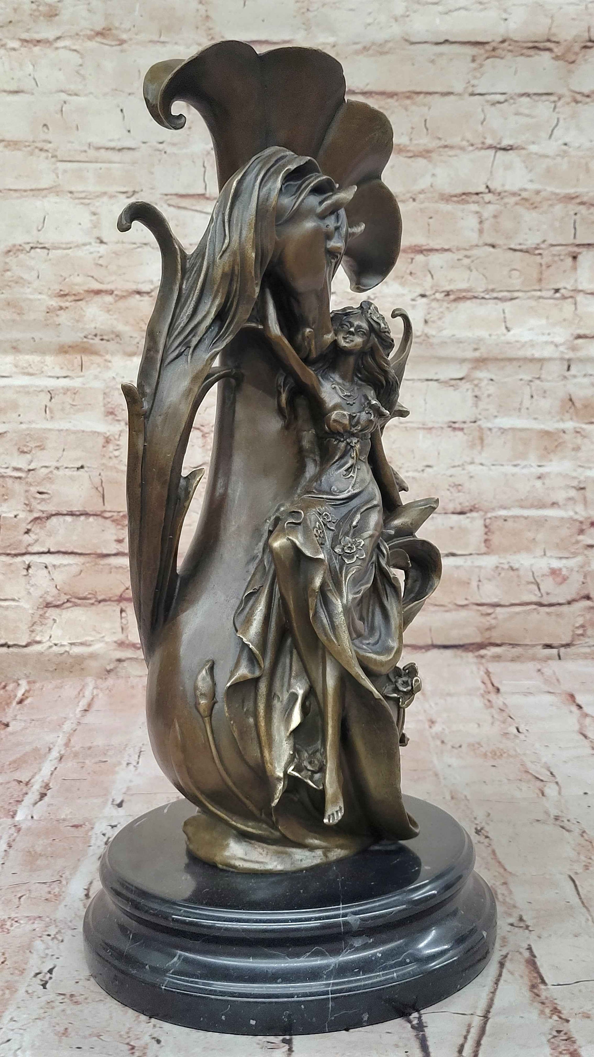 Bronze Fairy and Horse Sculpture – Enchanting Fantasy Statue for Home or Garden Decor