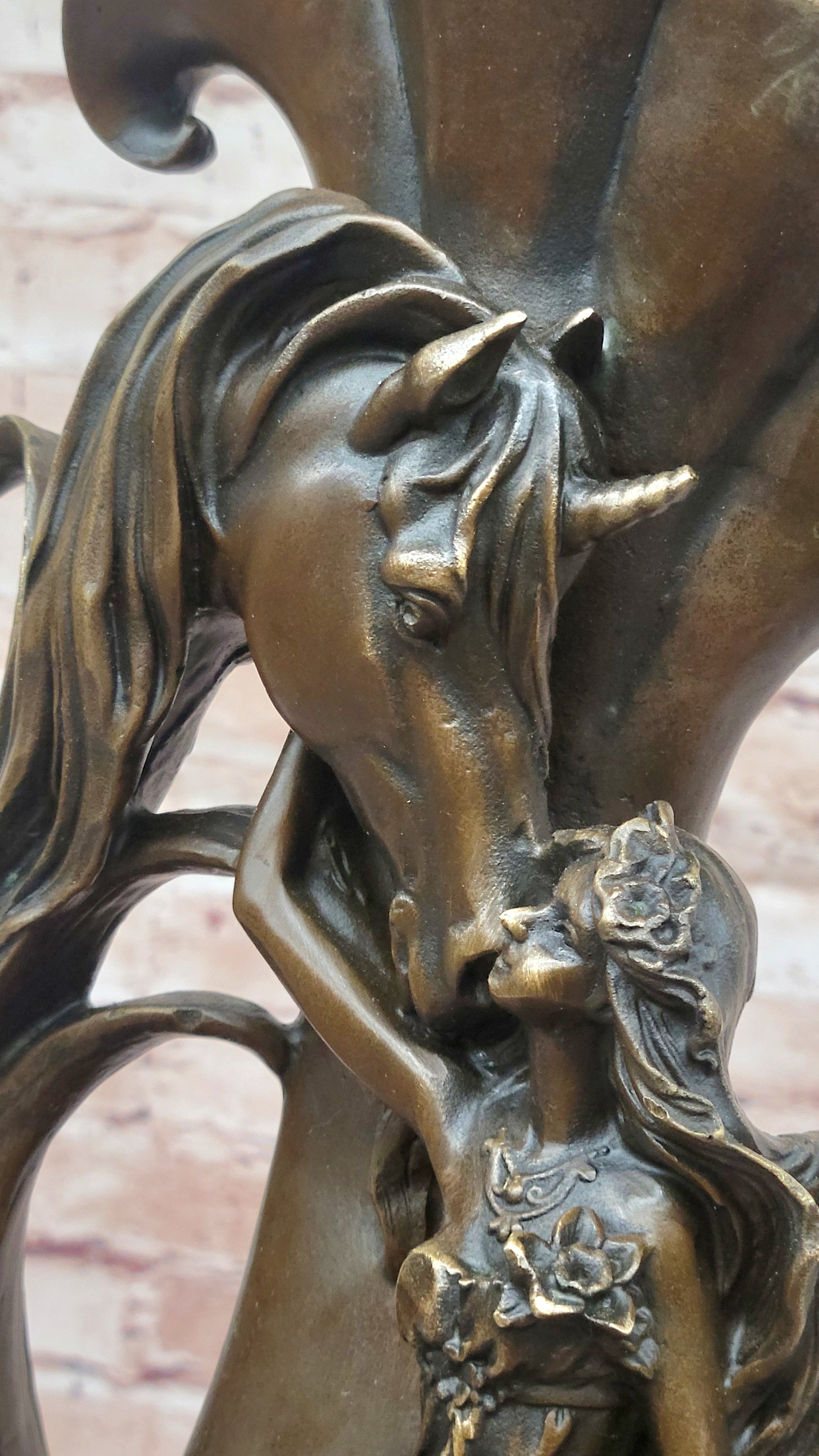 Bronze Fairy and Horse Sculpture – Enchanting Fantasy Statue for Home or Garden Decor