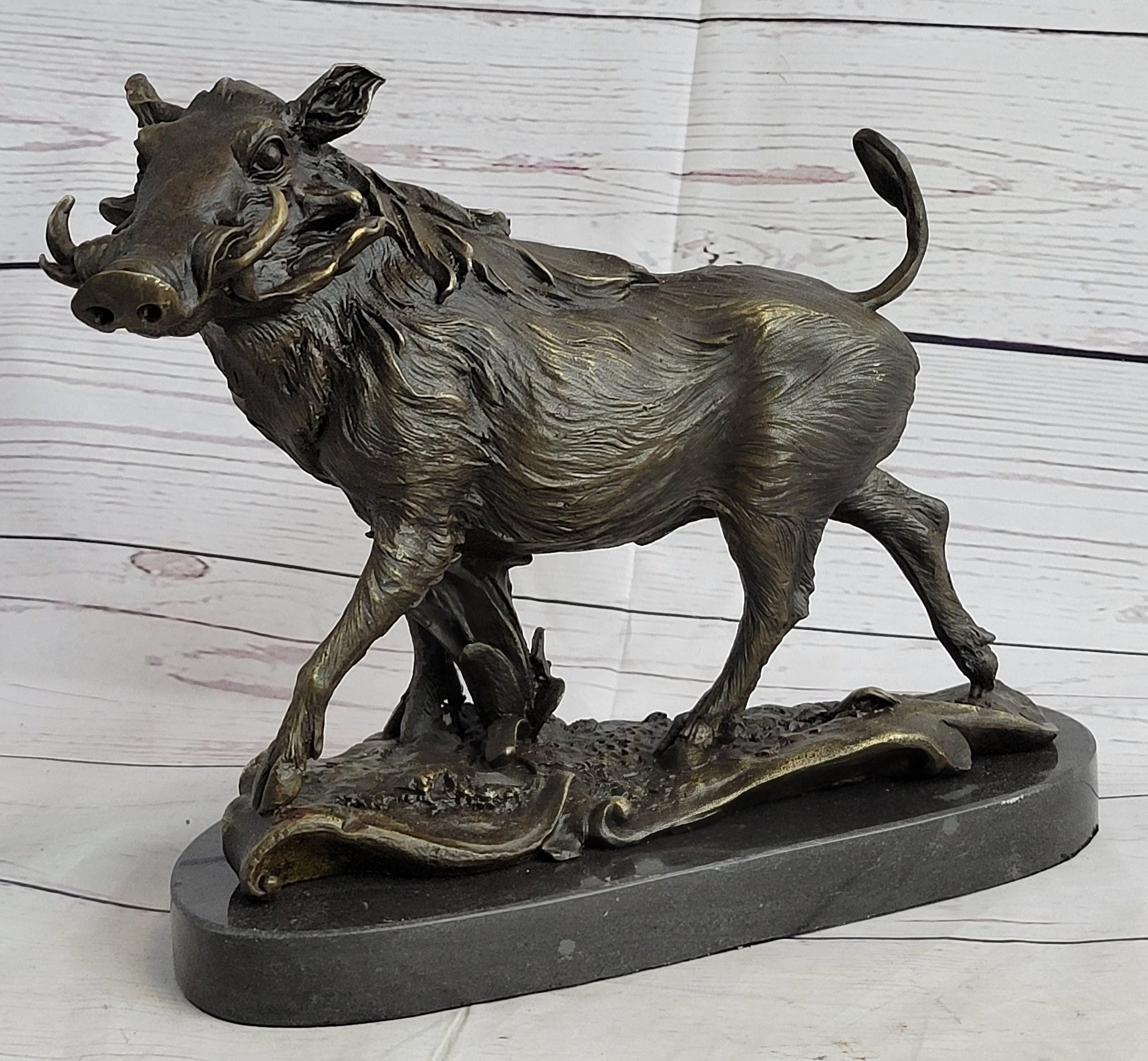 Boar Wild Pig Bronze Statue Sculpture by Barye Figure Farm Animal Lost Wax Decor