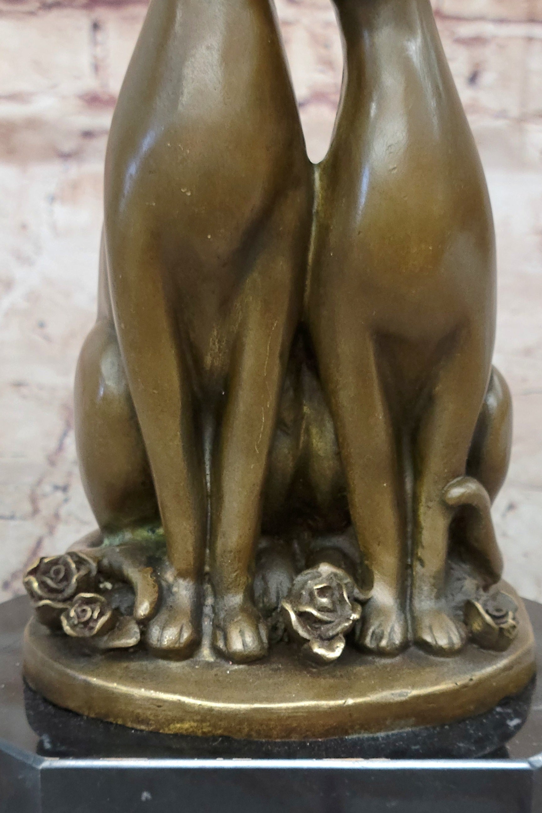 Pair of Slender Siamese Cats Kittens Bronze Statue Sculpture Figure 9" x 5"
