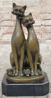 Pair of Slender Siamese Cats Kittens Bronze Statue Sculpture Figure 9" x 5"