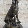 Signed Cain Bloodhound Bronze Marble Sculpture Pet Dog Figure Man`s Best Friend