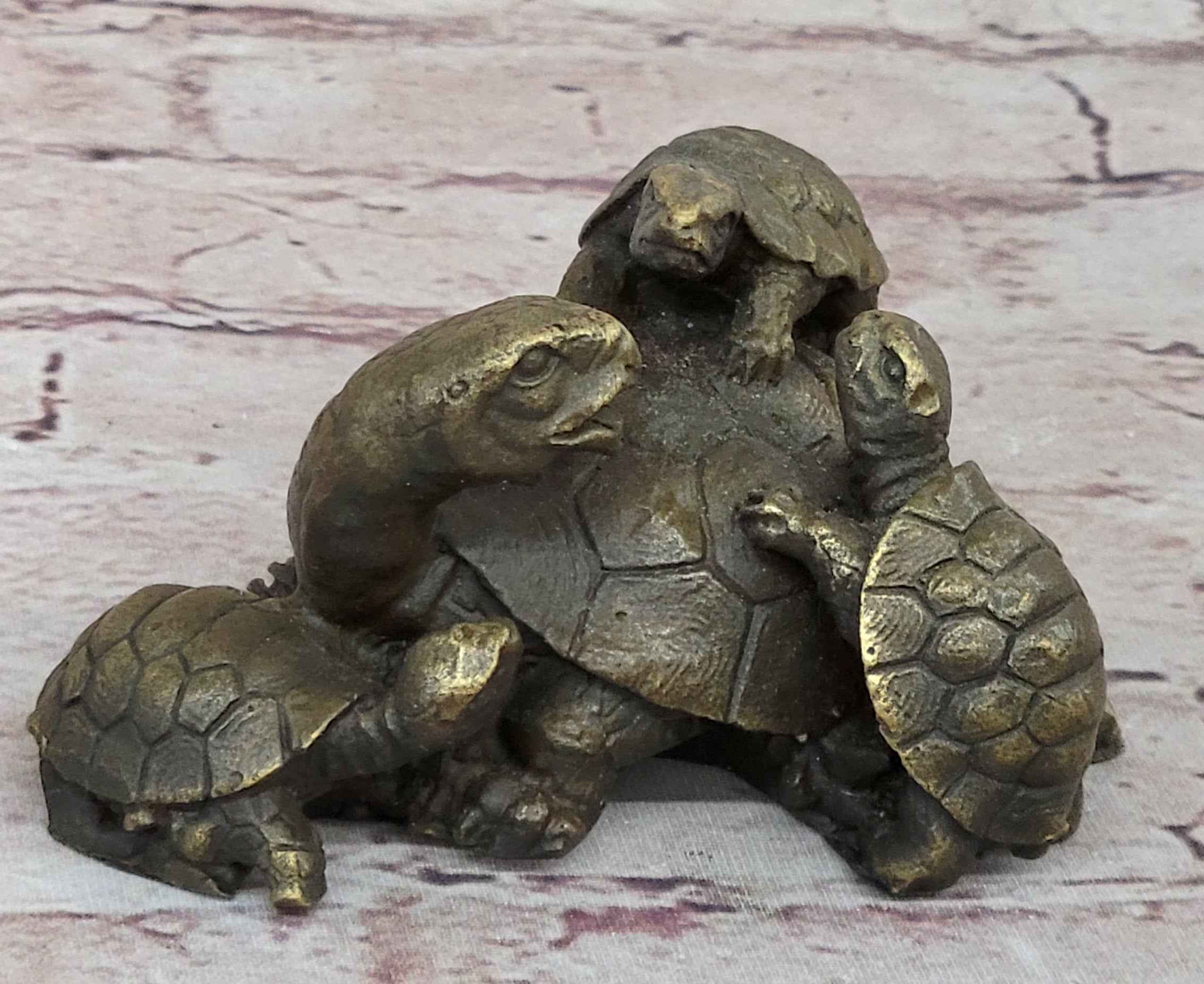 Turtle Family 3 Turtles Bronze Metal Figurine Sculpture Signed Original Art by Milo