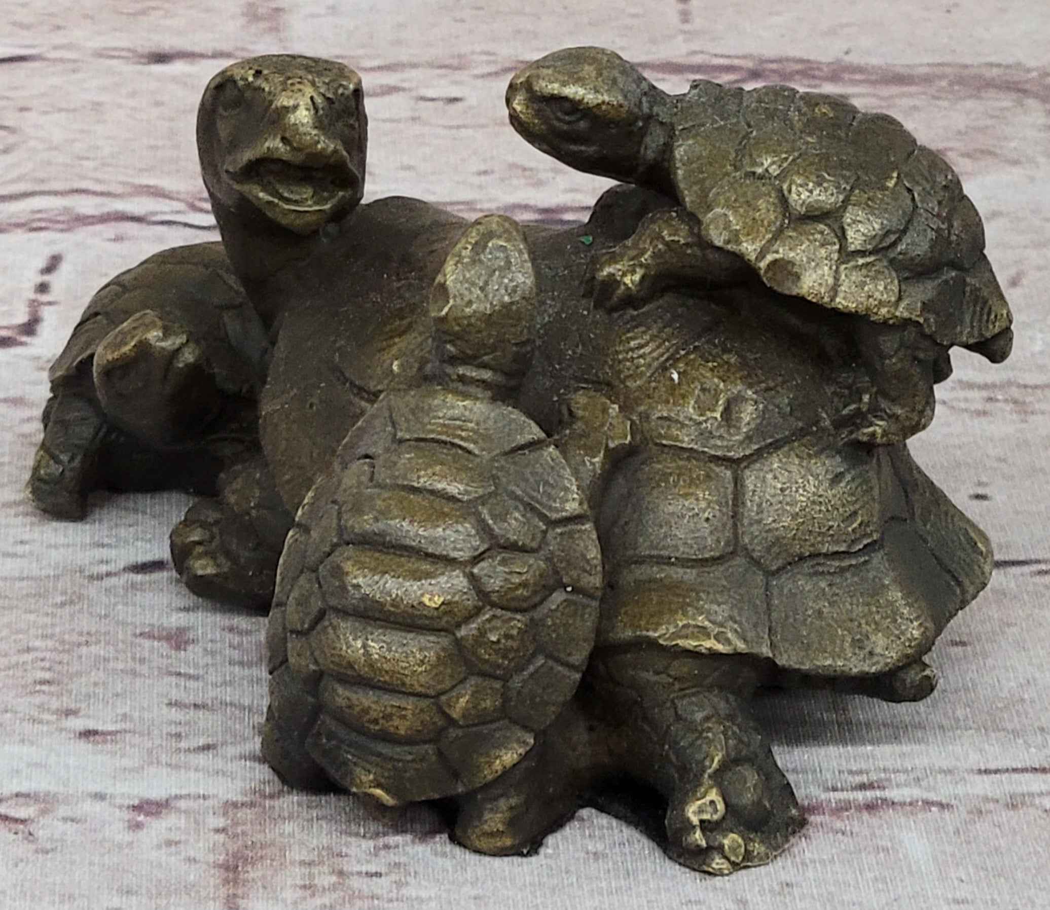 Turtle Family 3 Turtles Bronze Metal Figurine Sculpture Signed Original Art by Milo
