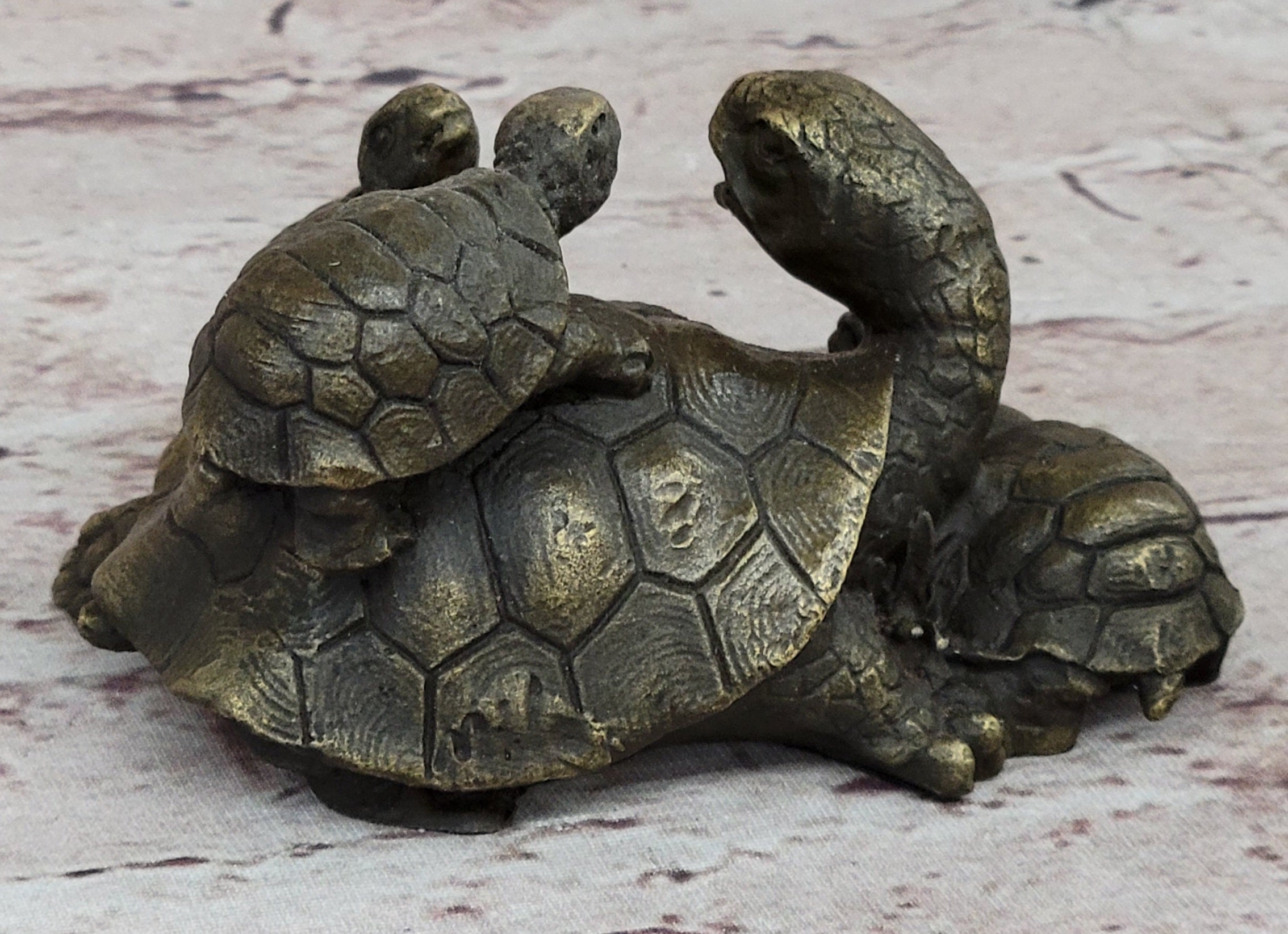 Turtle Family 3 Turtles Bronze Metal Figurine Sculpture Signed Original Art by Milo