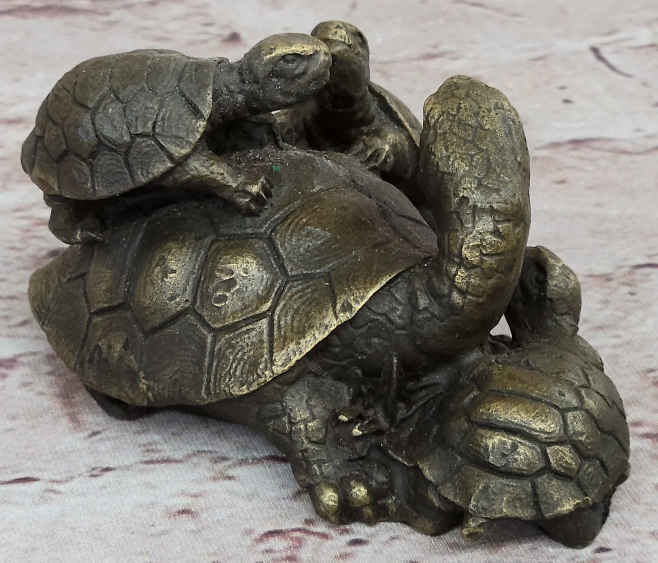 Turtle Family 3 Turtles Bronze Metal Figurine Sculpture Signed Original Art by Milo