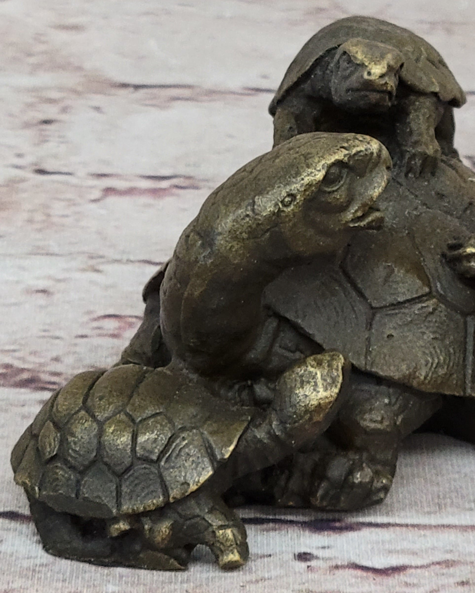 Turtle Family 3 Turtles Bronze Metal Figurine Sculpture Signed Original Art by Milo