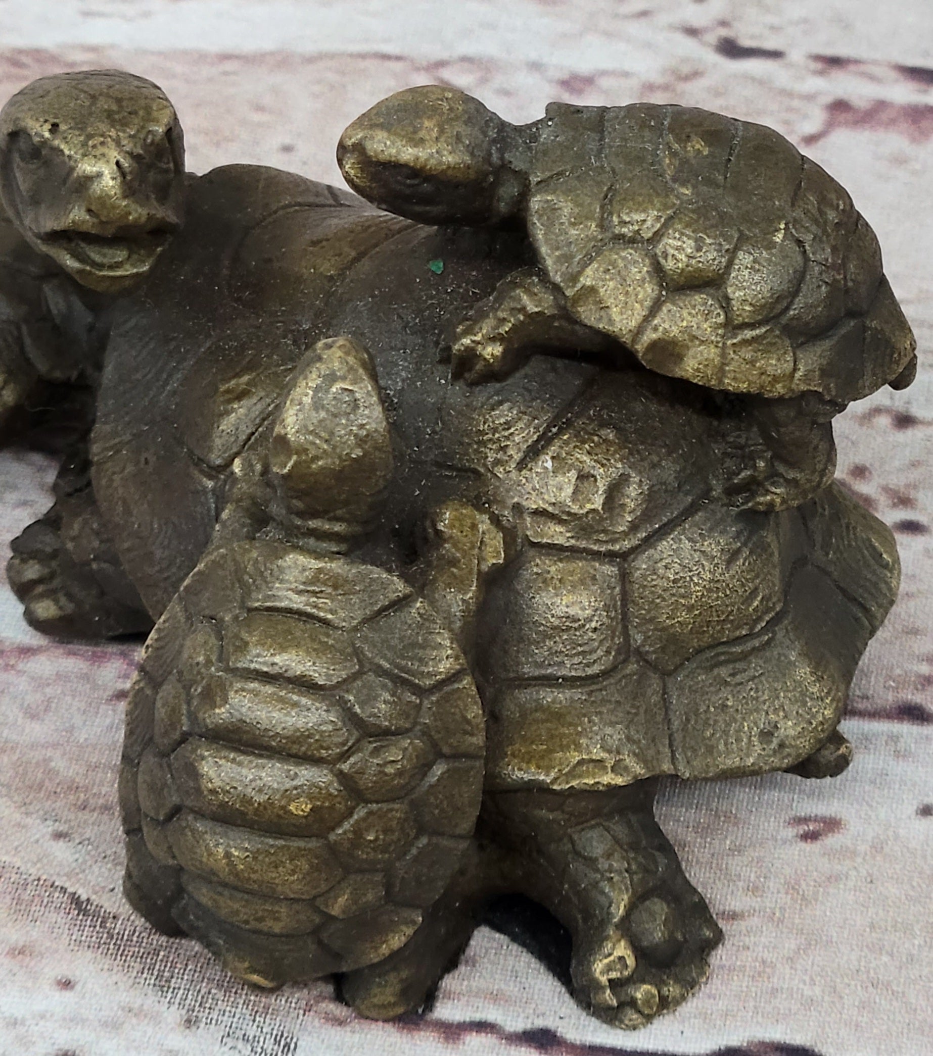 Turtle Family 3 Turtles Bronze Metal Figurine Sculpture Signed Original Art by Milo
