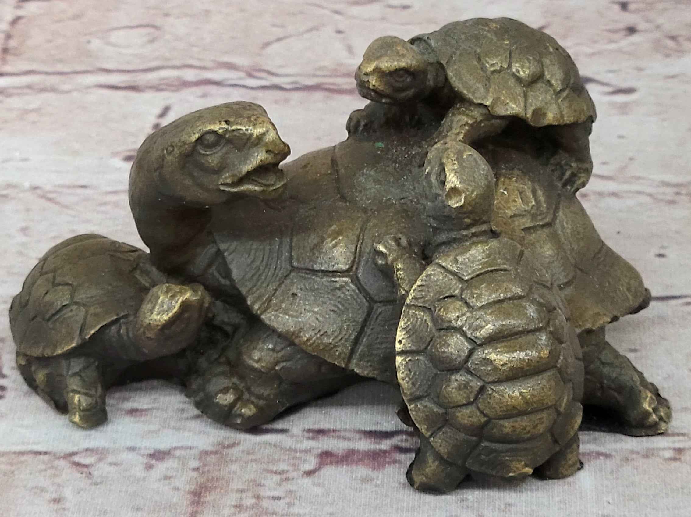 Turtle Family 3 Turtles Bronze Metal Figurine Sculpture Signed Original Art by Milo