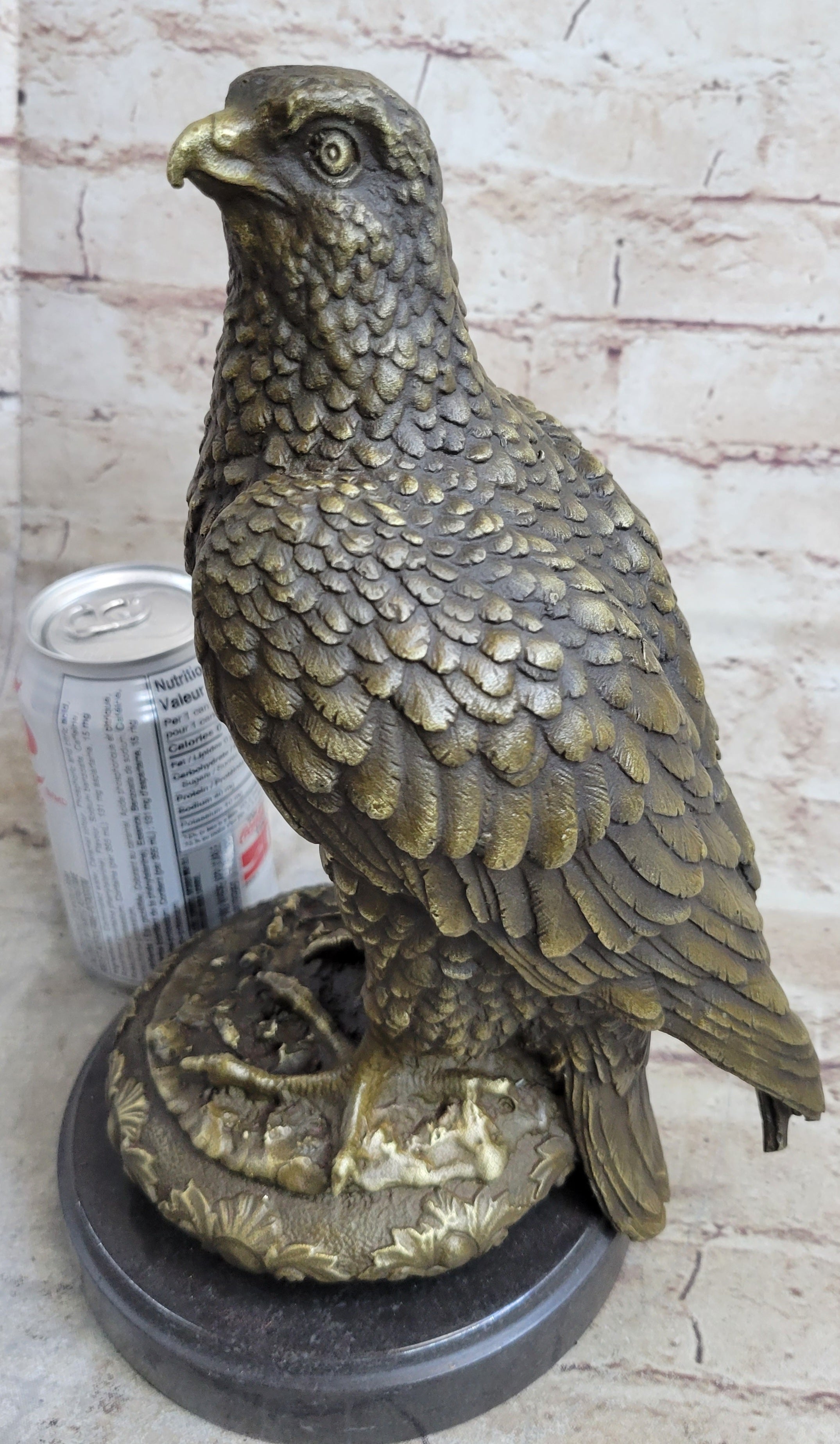 Guardian Eagle Hawk Bird Bronze Statue Sculpture Figure 12" x 9"