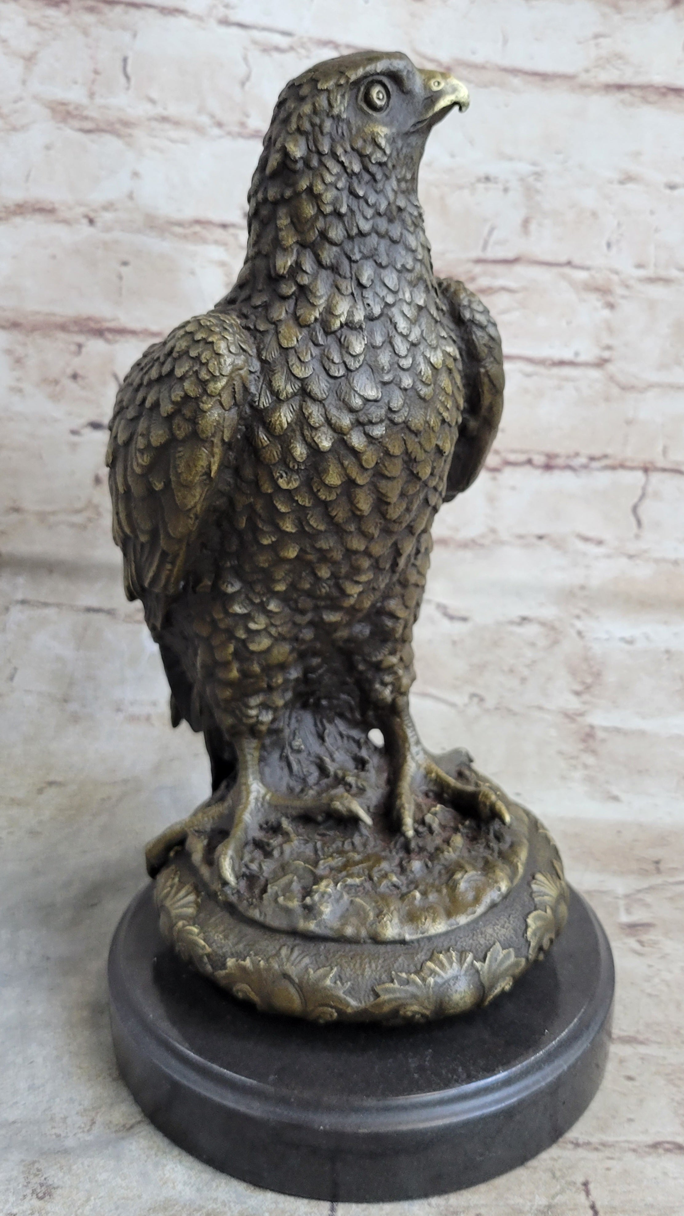 Guardian Eagle Hawk Bird Bronze Statue Sculpture Figure 12" x 9"