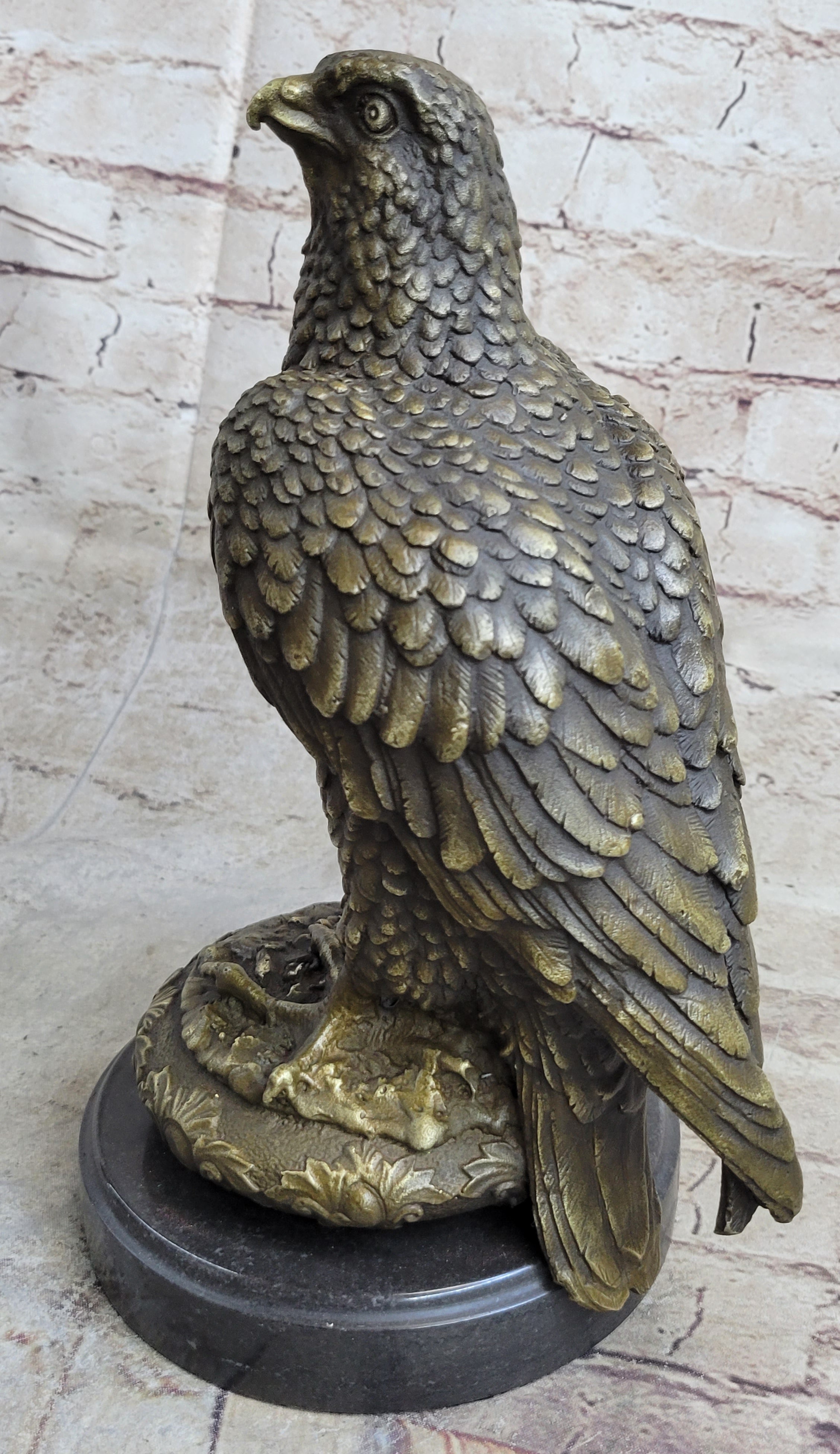 Guardian Eagle Hawk Bird Bronze Statue Sculpture Figure 12" x 9"