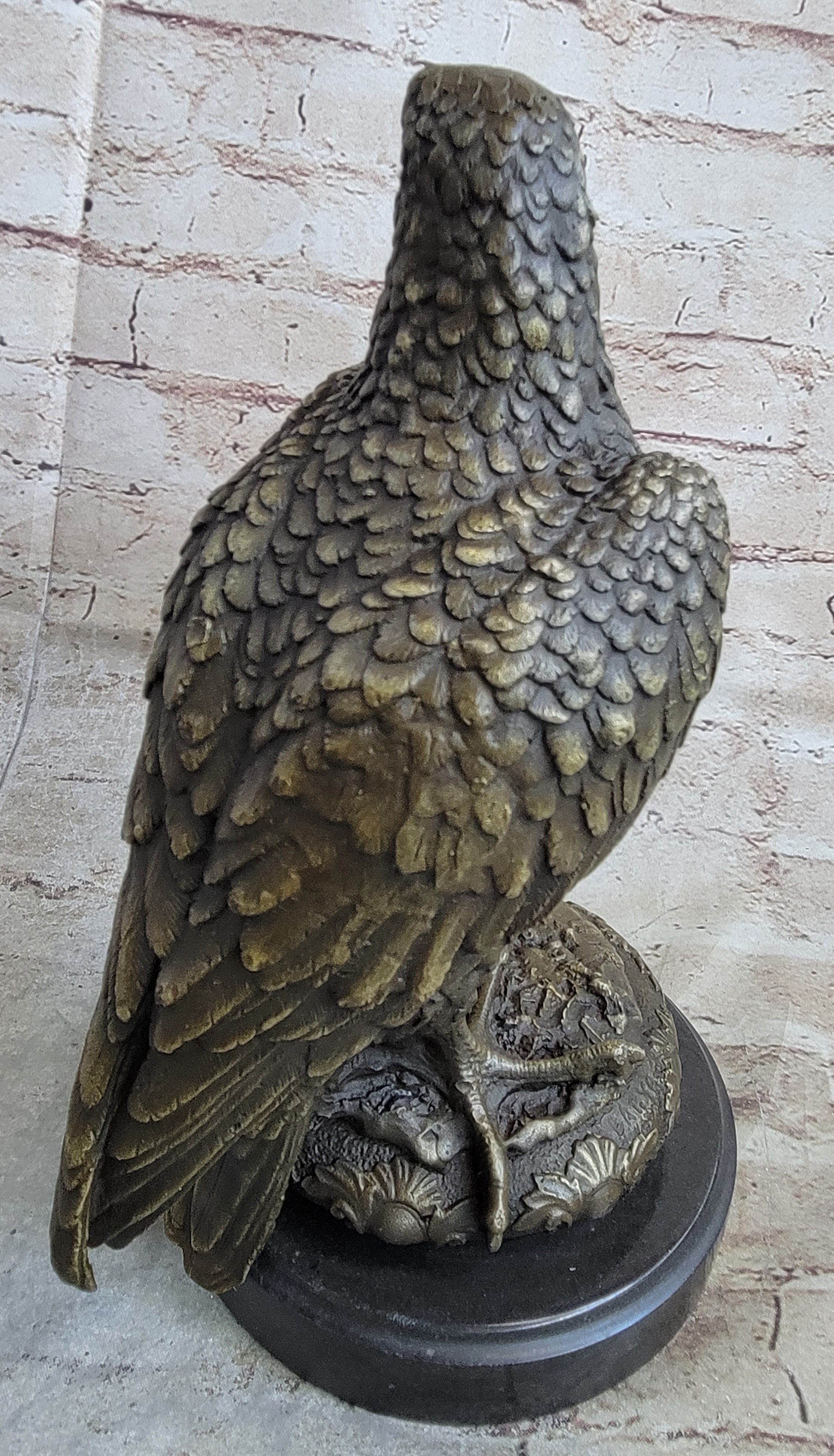 Guardian Eagle Hawk Bird Bronze Statue Sculpture Figure 12" x 9"