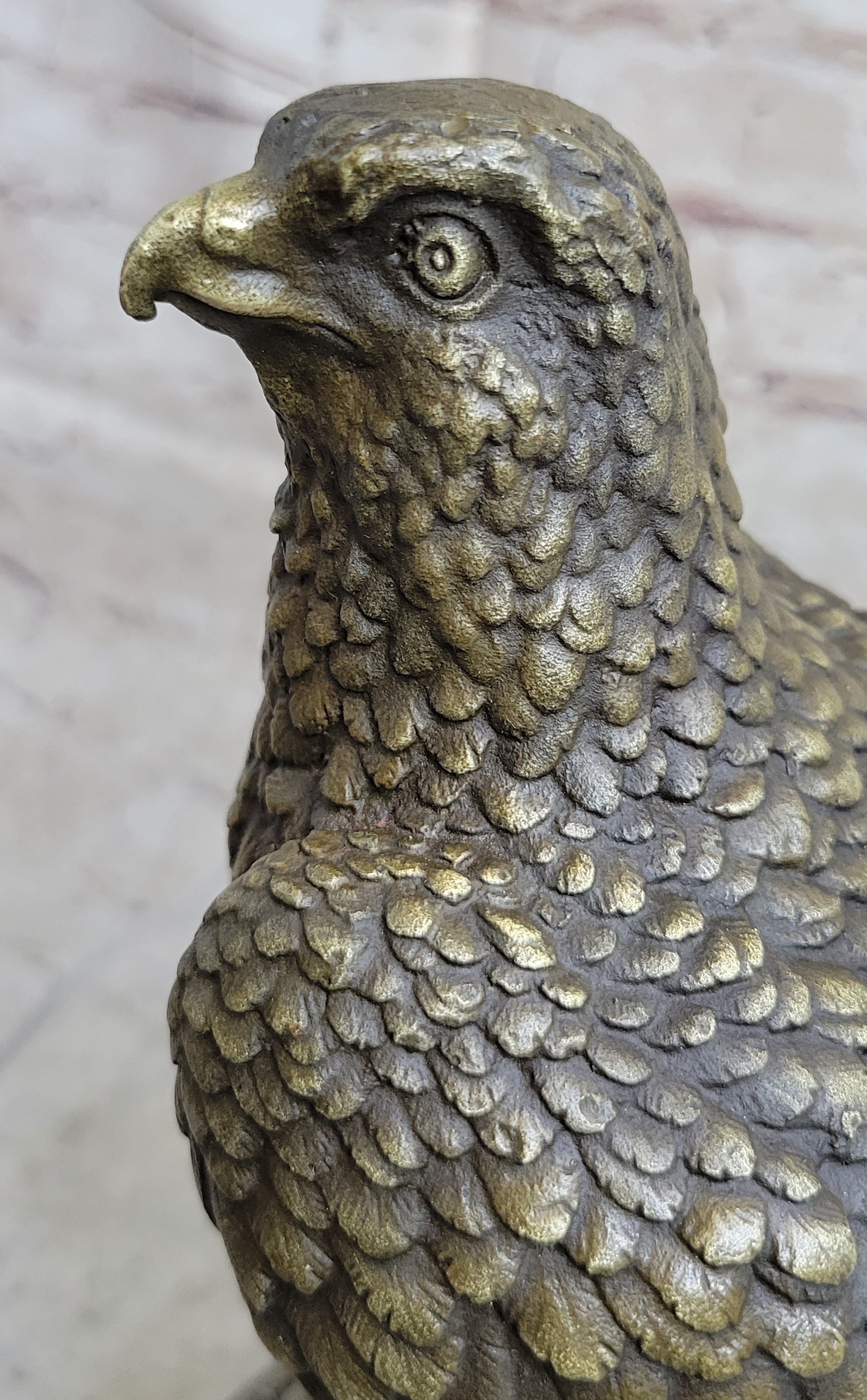 Guardian Eagle Hawk Bird Bronze Statue Sculpture Figure 12" x 9"