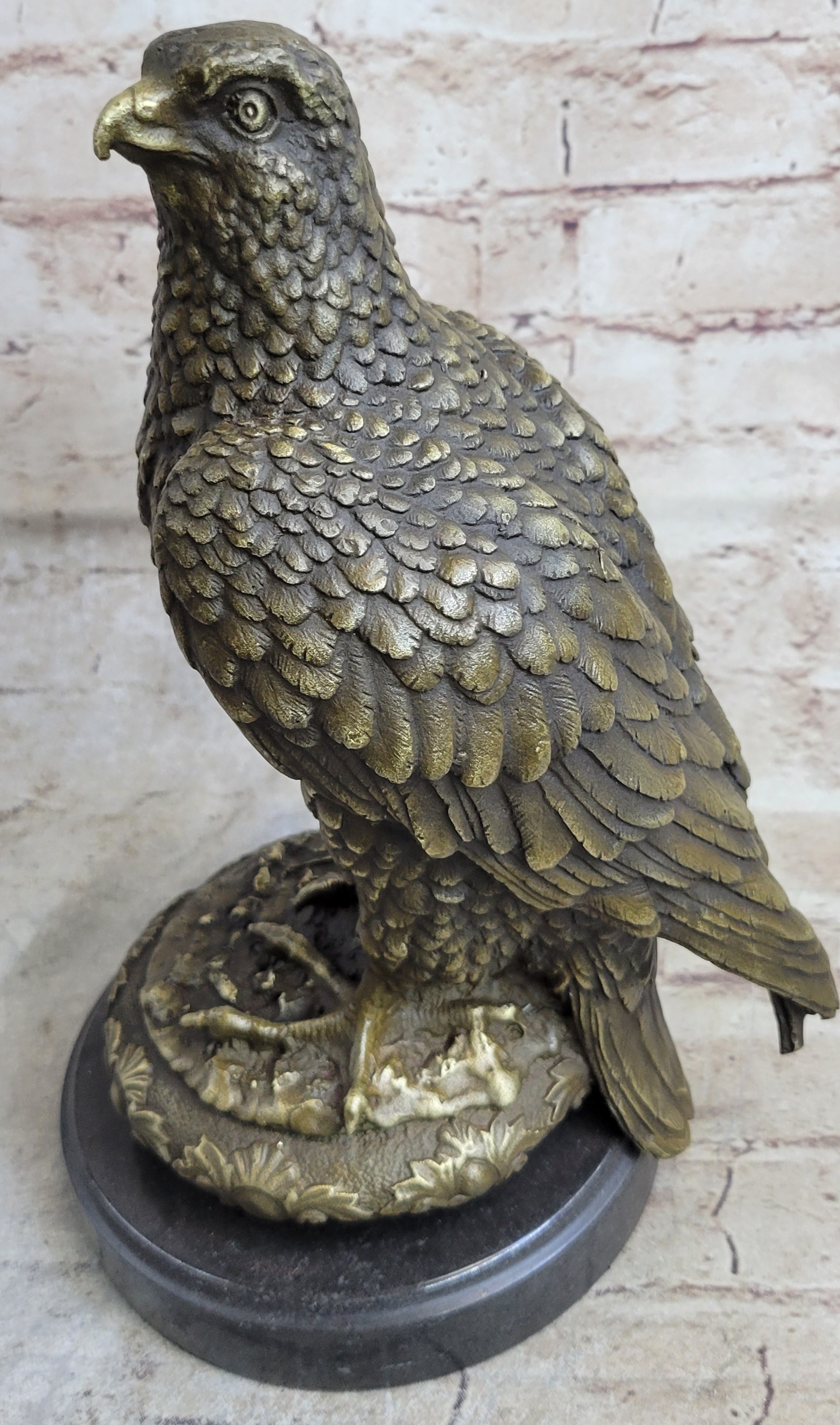 Guardian Eagle Hawk Bird Bronze Statue Sculpture Figure 12" x 9"