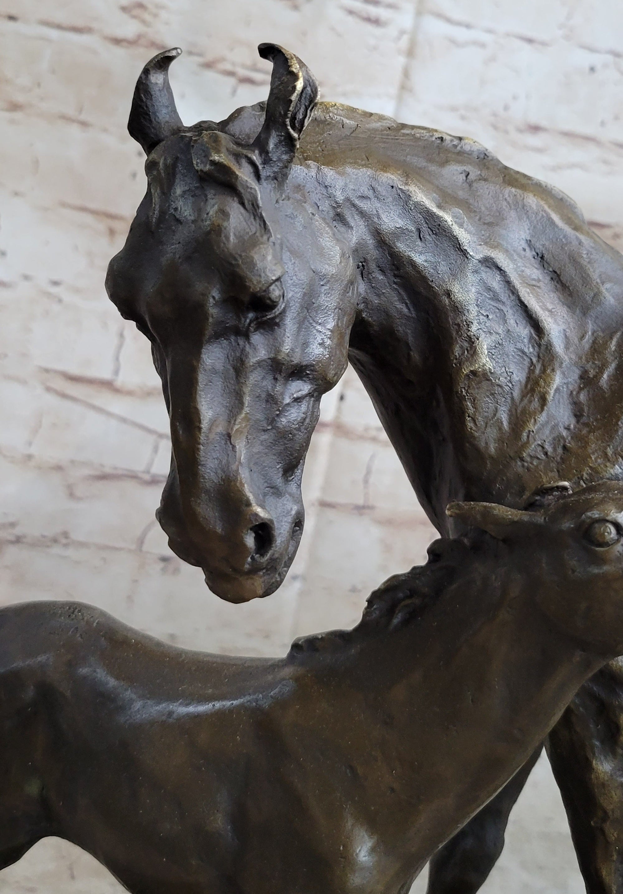 Horse W/ Foal Bronze Marble Figurine Statue By Mene Hot Cast Sculpture Figure