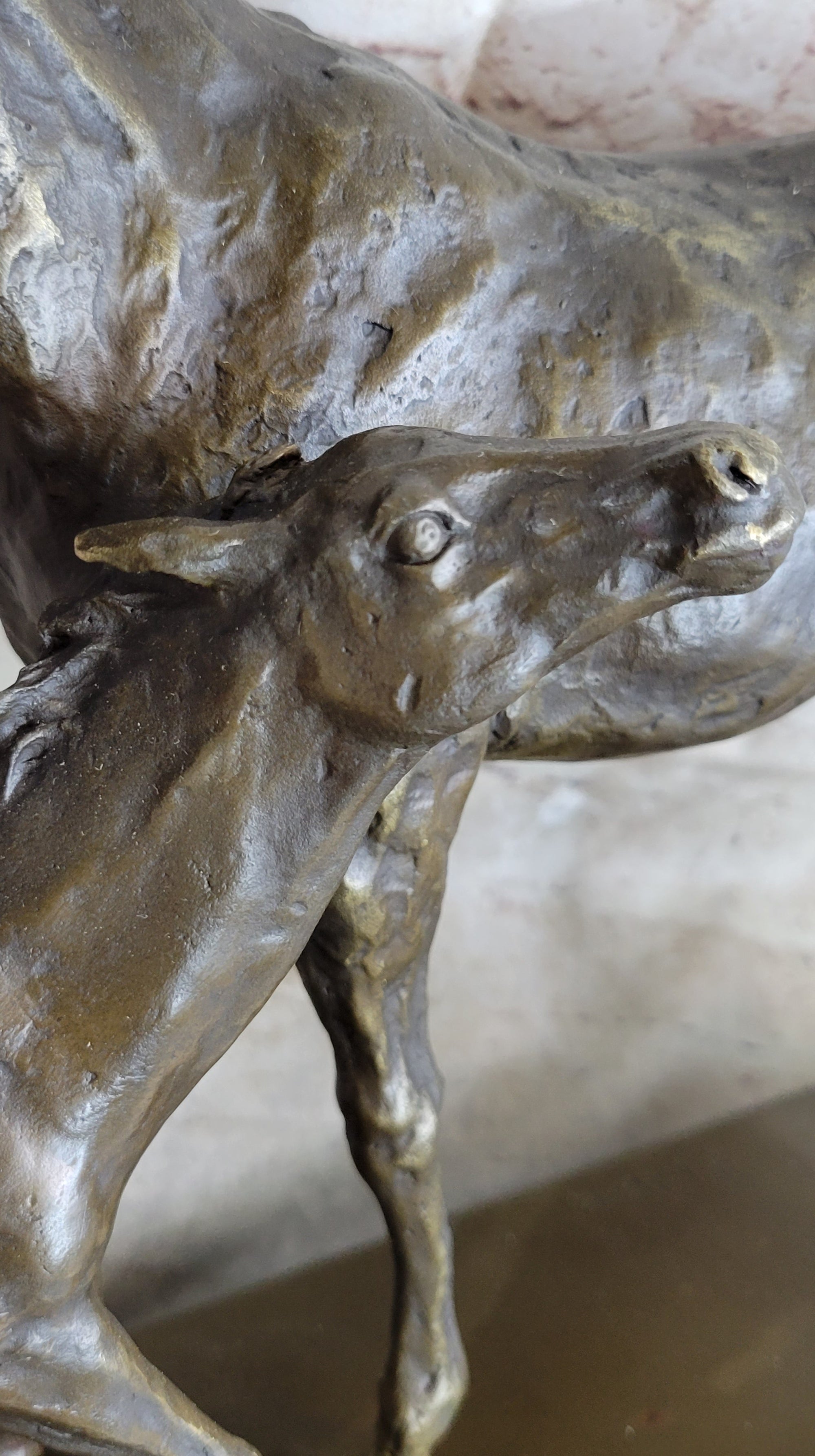 Horse W/ Foal Bronze Marble Figurine Statue By Mene Hot Cast Sculpture Figure
