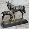 Horse W/ Foal Bronze Marble Figurine Statue By Mene Hot Cast Sculpture Figure