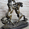 Dueling Stallion Horses Rearing Horse Bronze Statue Sculpture Decor Marble Base Original