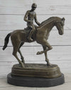 Fine Quality Signed Bronze Of A Horse And Jockey Polo Academy Racing Sculpture Kentucky