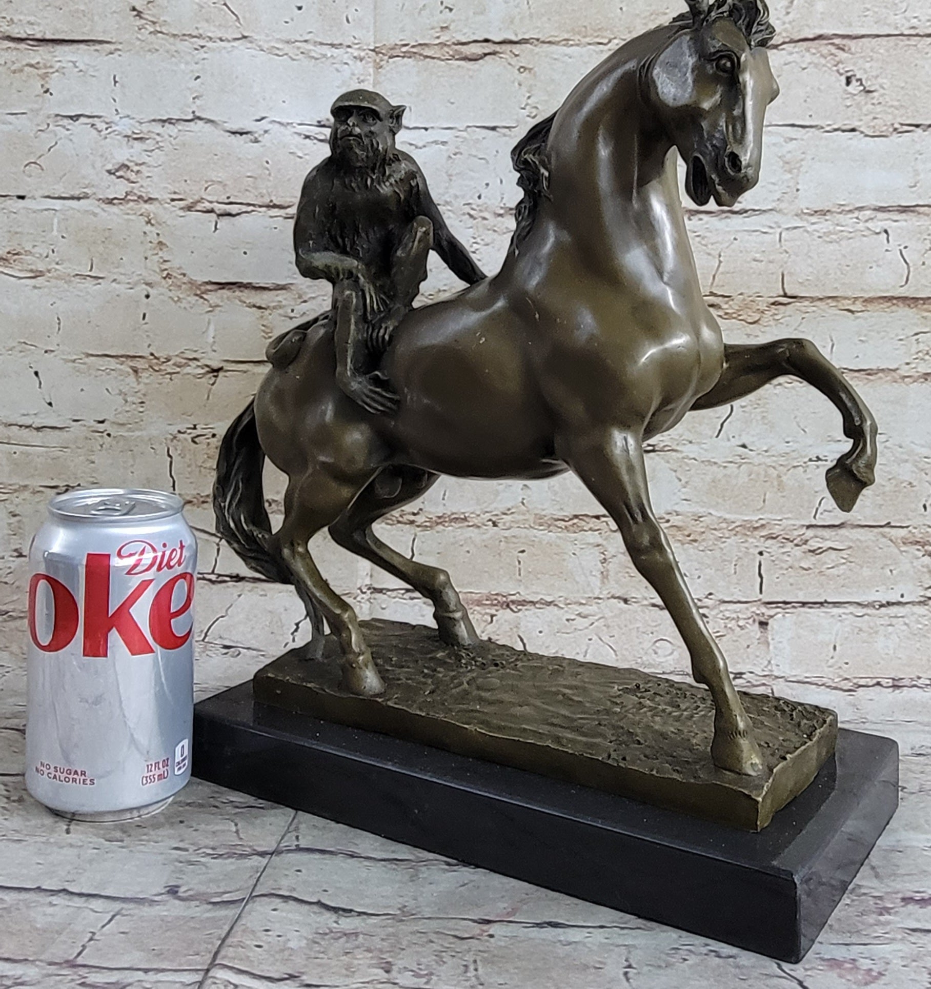 Horseback Monkey on My Back Riding Horse Bronze Statue Sculpture Figure by Milo 13" x 13"
