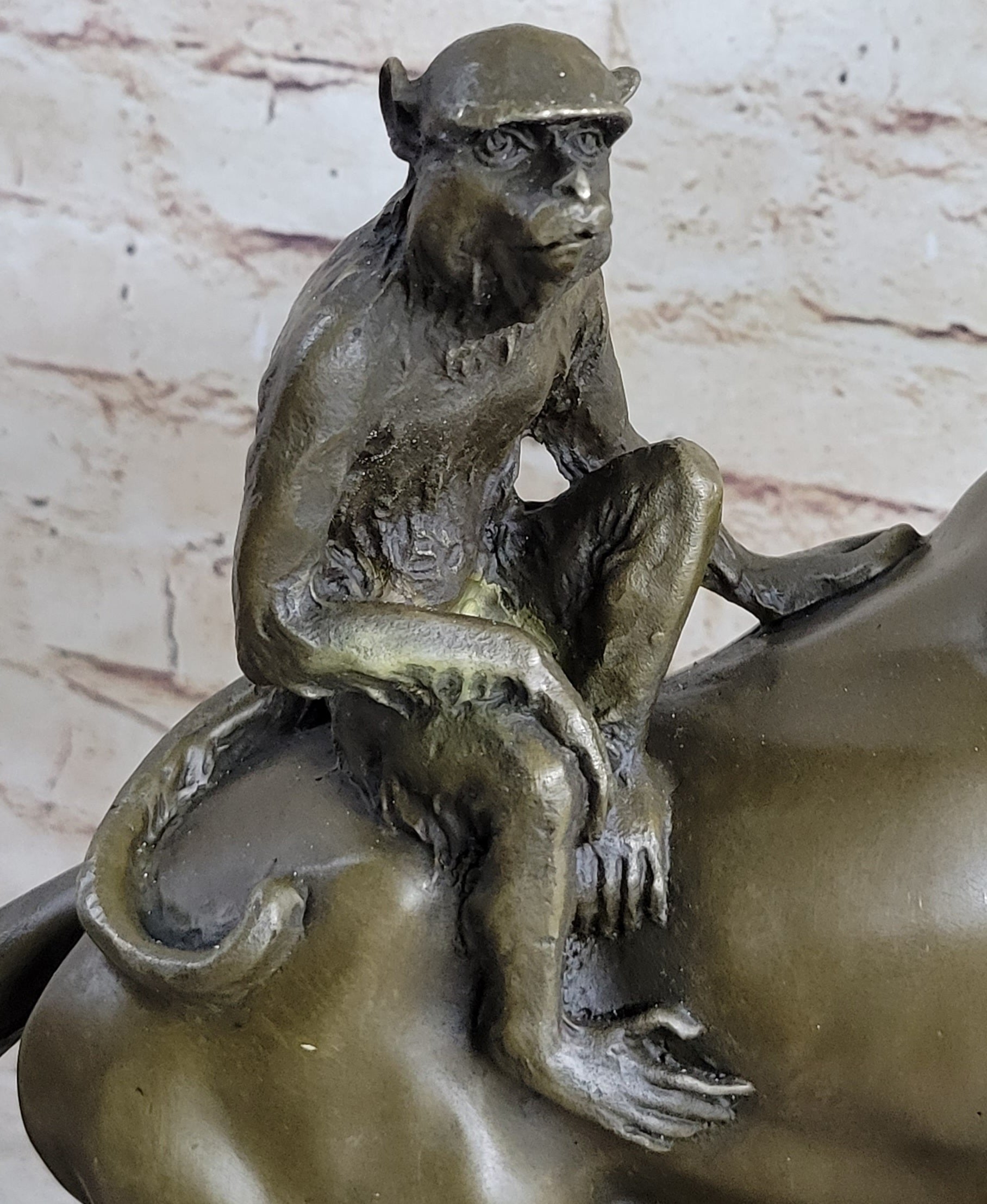 Horseback Monkey on My Back Riding Horse Bronze Statue Sculpture Figure by Milo 13" x 13"