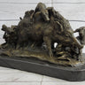 Boar Attacked by Wild Dogs Hot Cast Bronze Sculpture Statue Art by Lecourtier