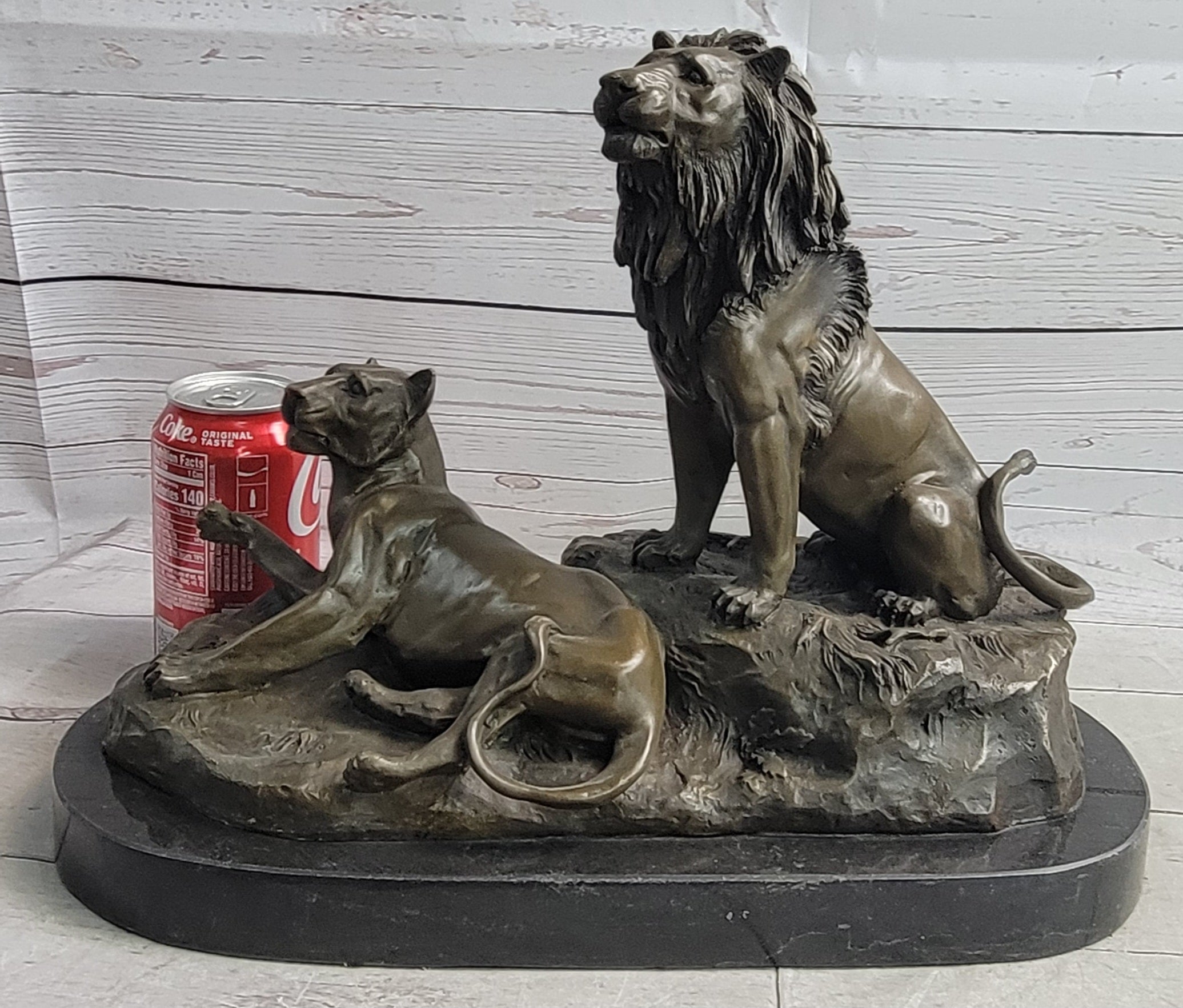 Male and Female Lions African Lion Safari Savannah Bronze Sculpture Statue Art Decor