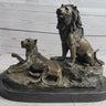 Male and Female Lions African Lion Safari Savannah Bronze Sculpture Statue Art Decor