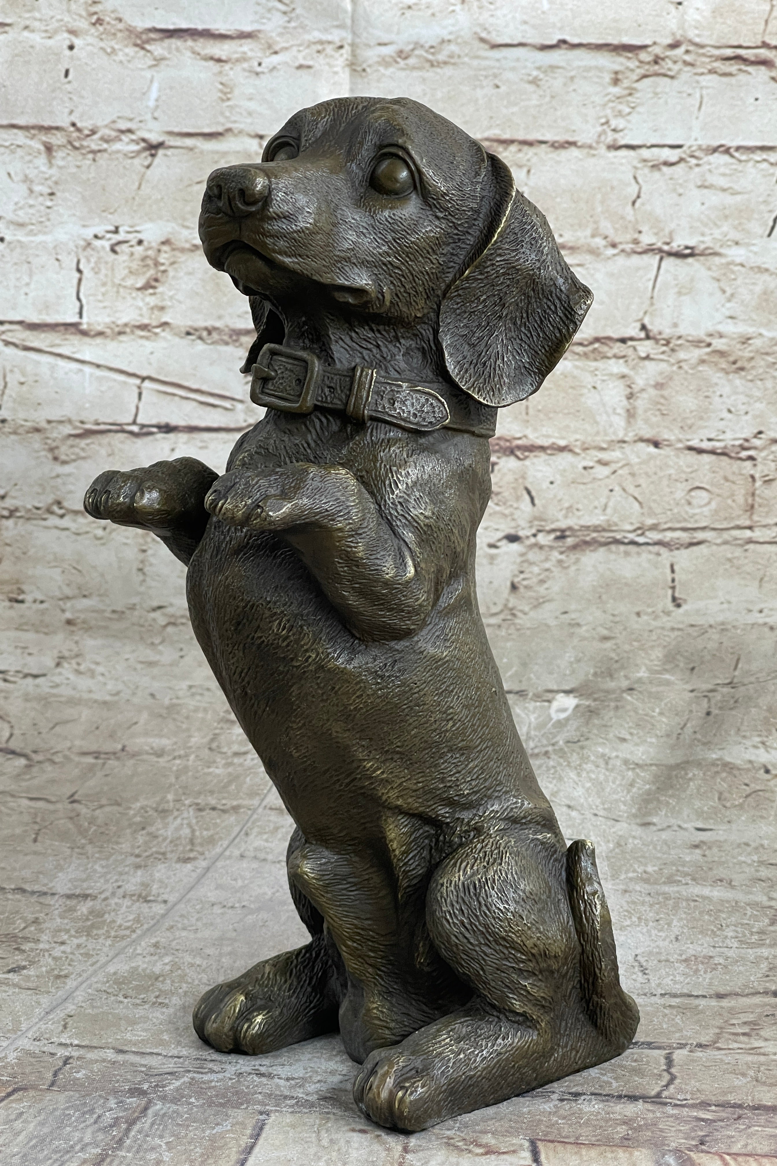 Hot Cast Bronze Puppy Dog Begging Signed Original Art Sculpture Statue Figure
