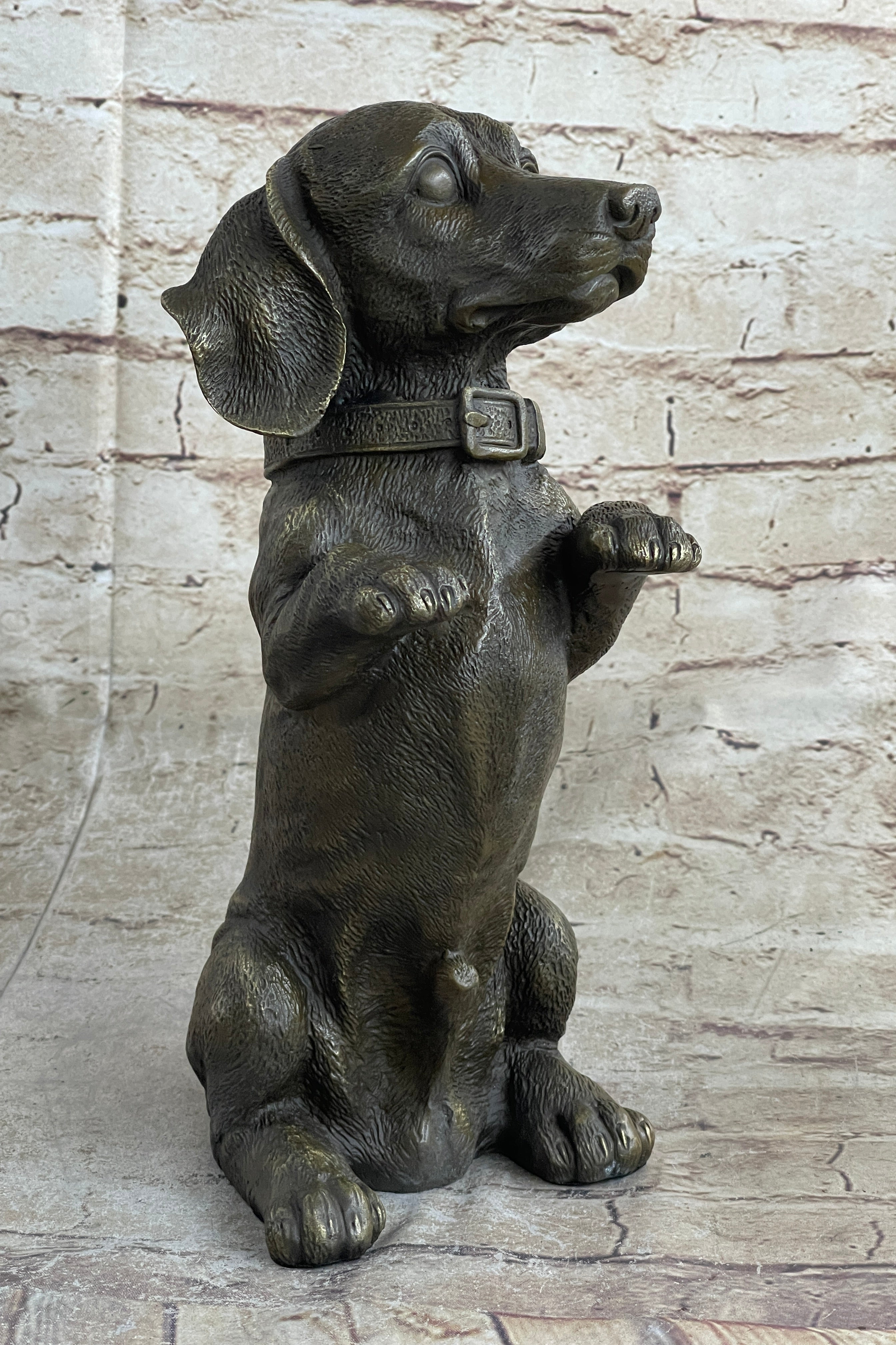 Hot Cast Bronze Puppy Dog Begging Signed Original Art Sculpture Statue Figure