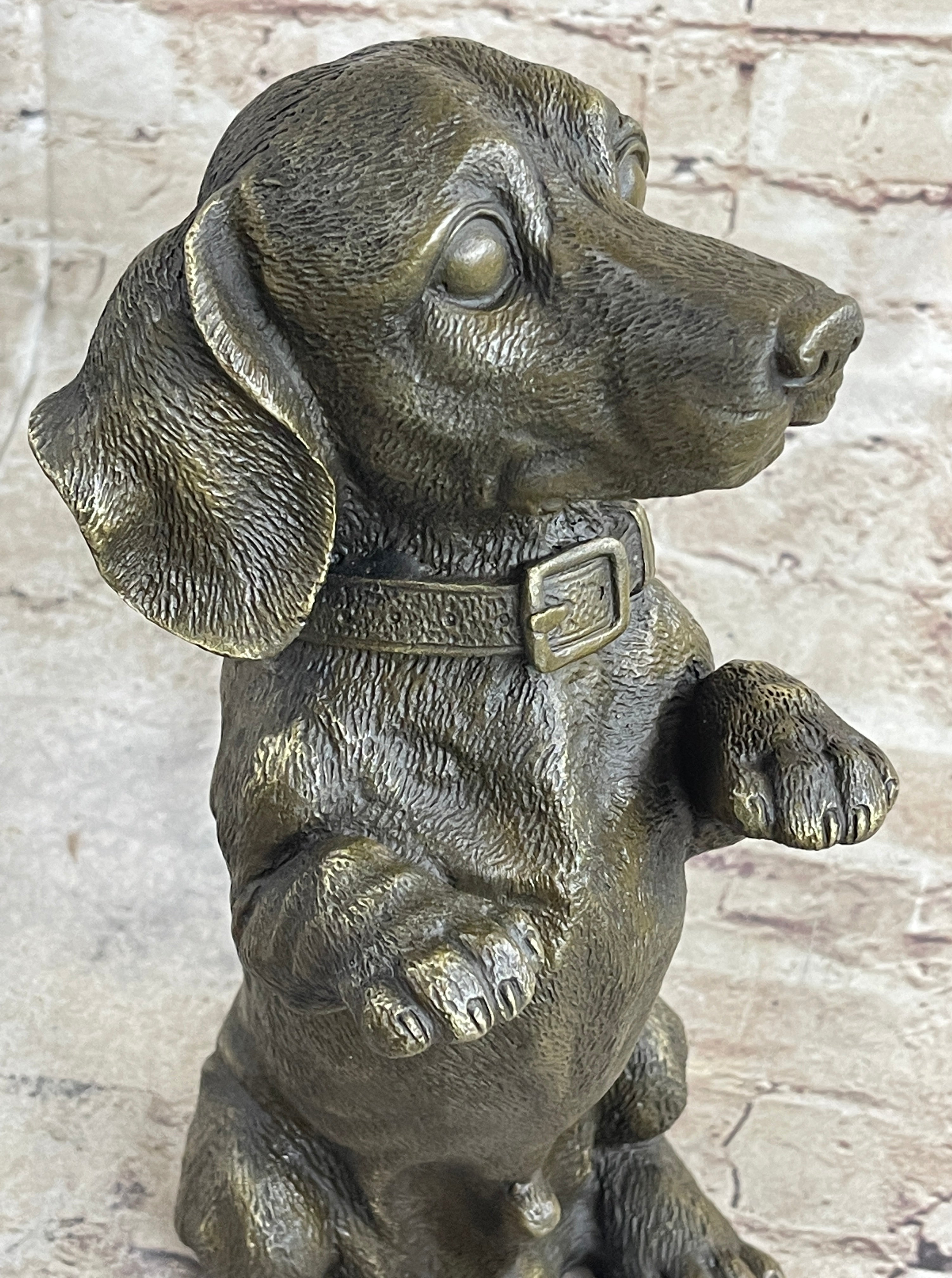 Hot Cast Bronze Puppy Dog Begging Signed Original Art Sculpture Statue Figure
