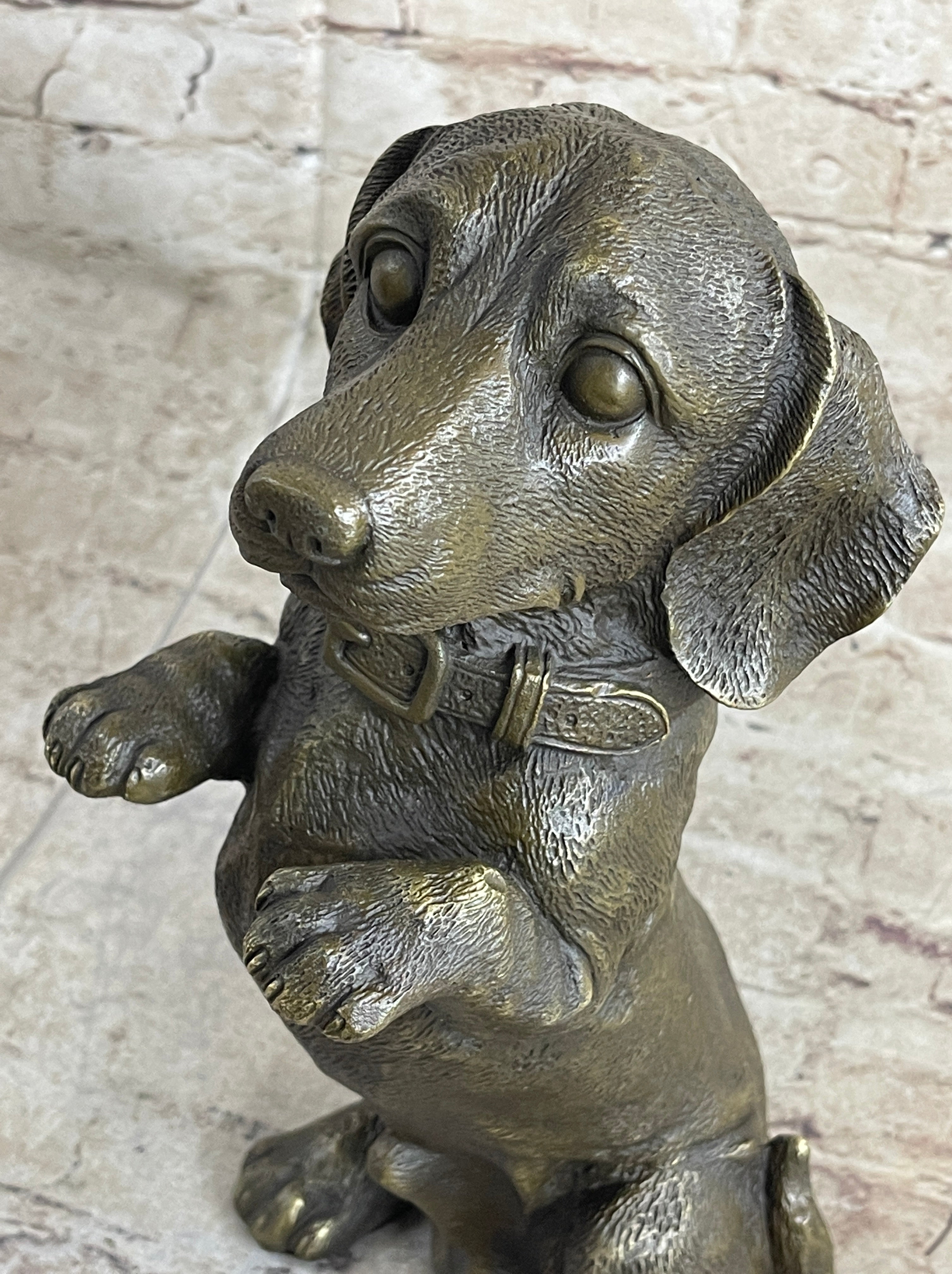 Hot Cast Bronze Puppy Dog Begging Signed Original Art Sculpture Statue Figure