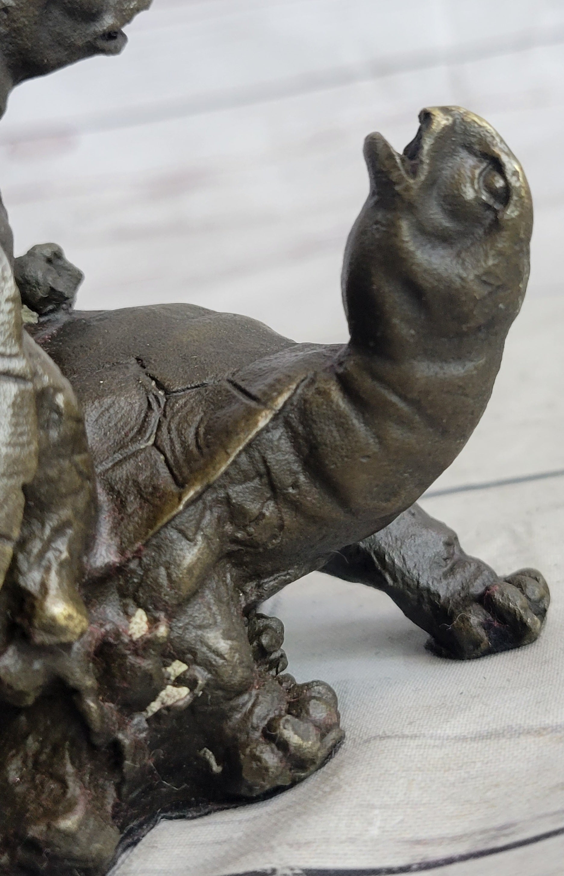 ADORABLE FIGURINE TWO TURTLE SHARING LOVE BRONZE STATUE SCULPTURE FIGURE FIGURE
