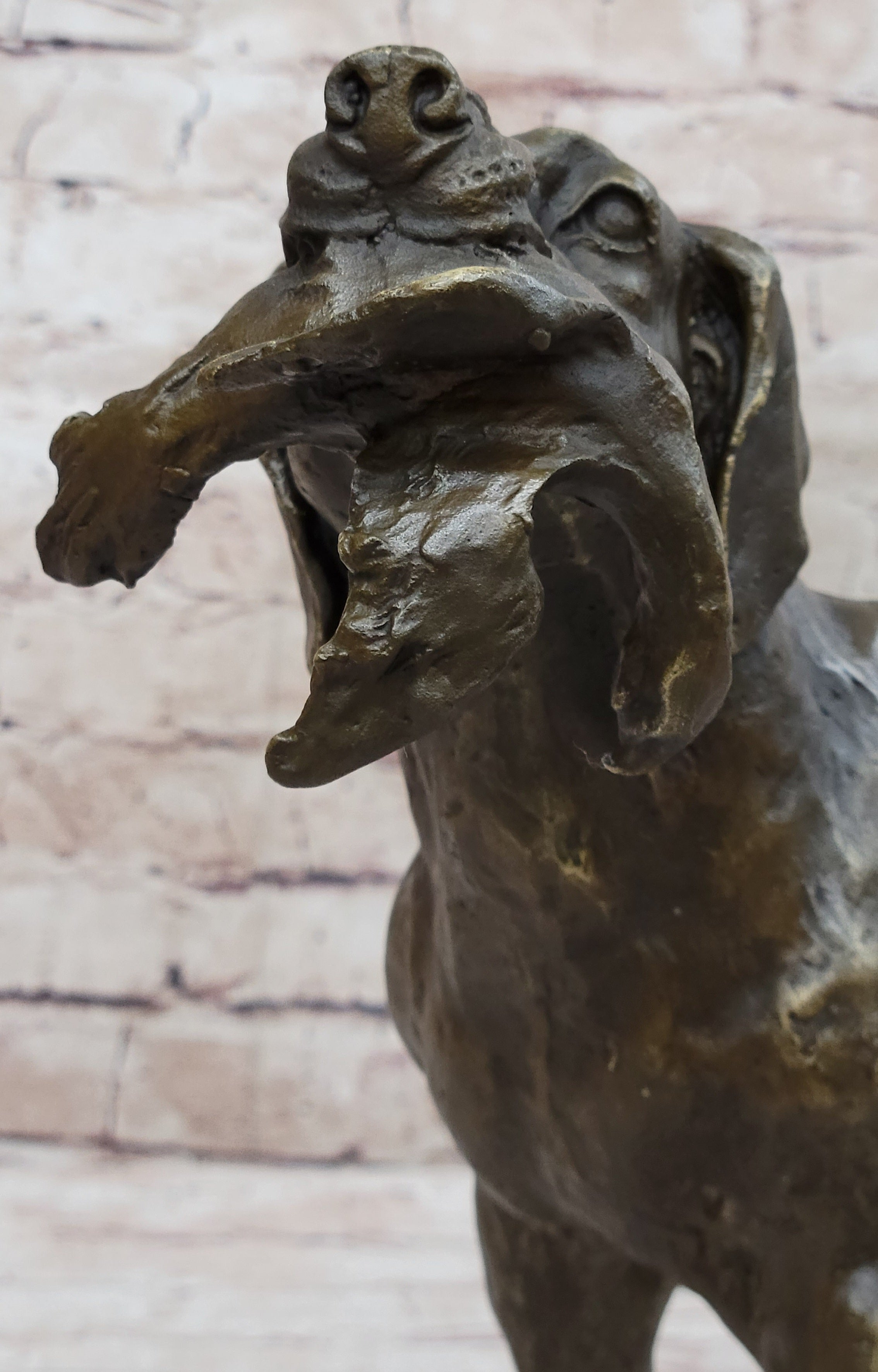 Signed Truffot Hunting Dog With Dead Bird Bronze Art Deco Sculpture Home Decor