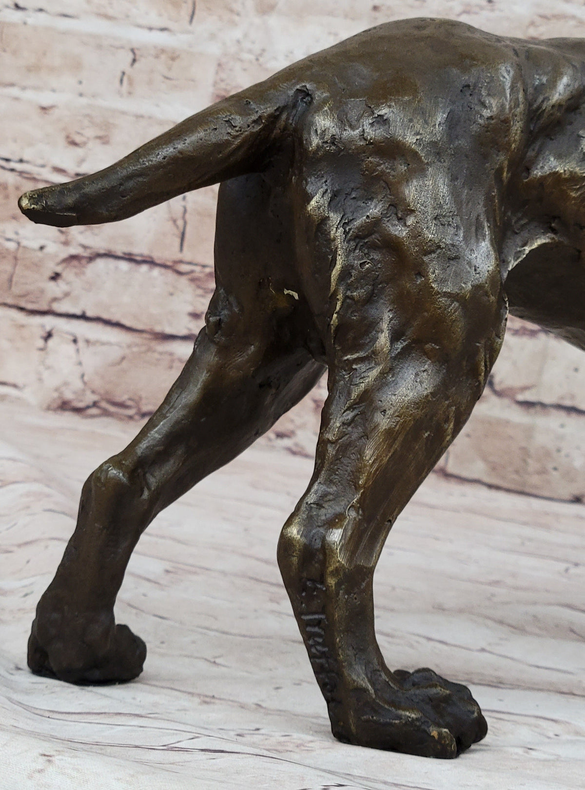 Signed Truffot Hunting Dog With Dead Bird Bronze Art Deco Sculpture Home Decor